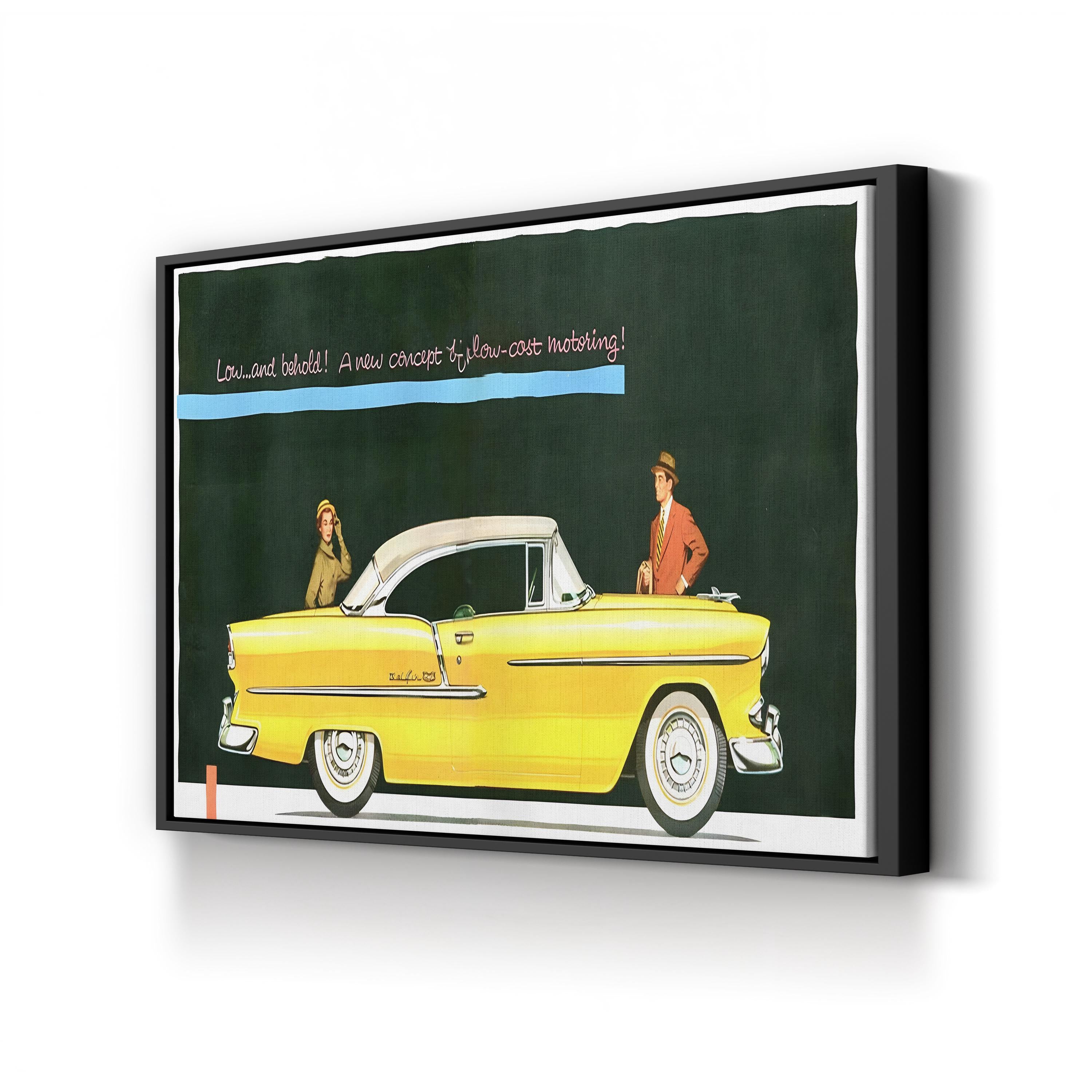 1950s Chevrolet Yellow Car Ad – Period Advertisement Wall Art | Retro Automotive Canvas Print