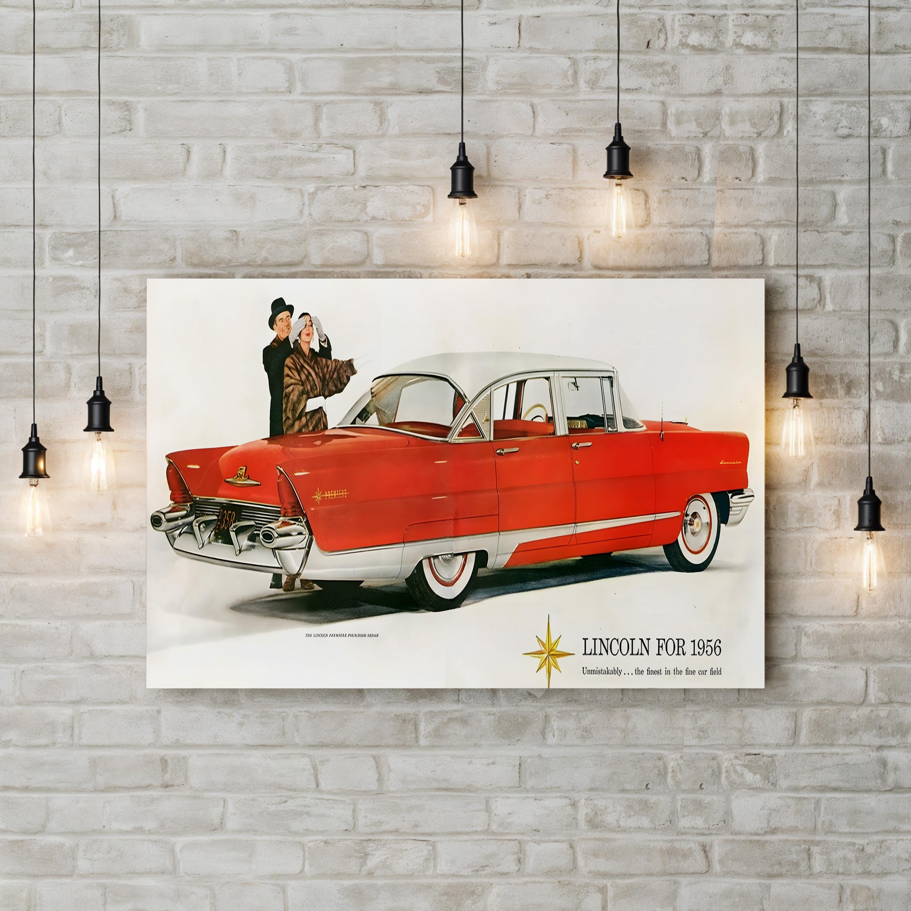 1956 Lincoln Magazine Advertisement – Period Advertisement Wall Art | Vintage Automotive Canvas Print