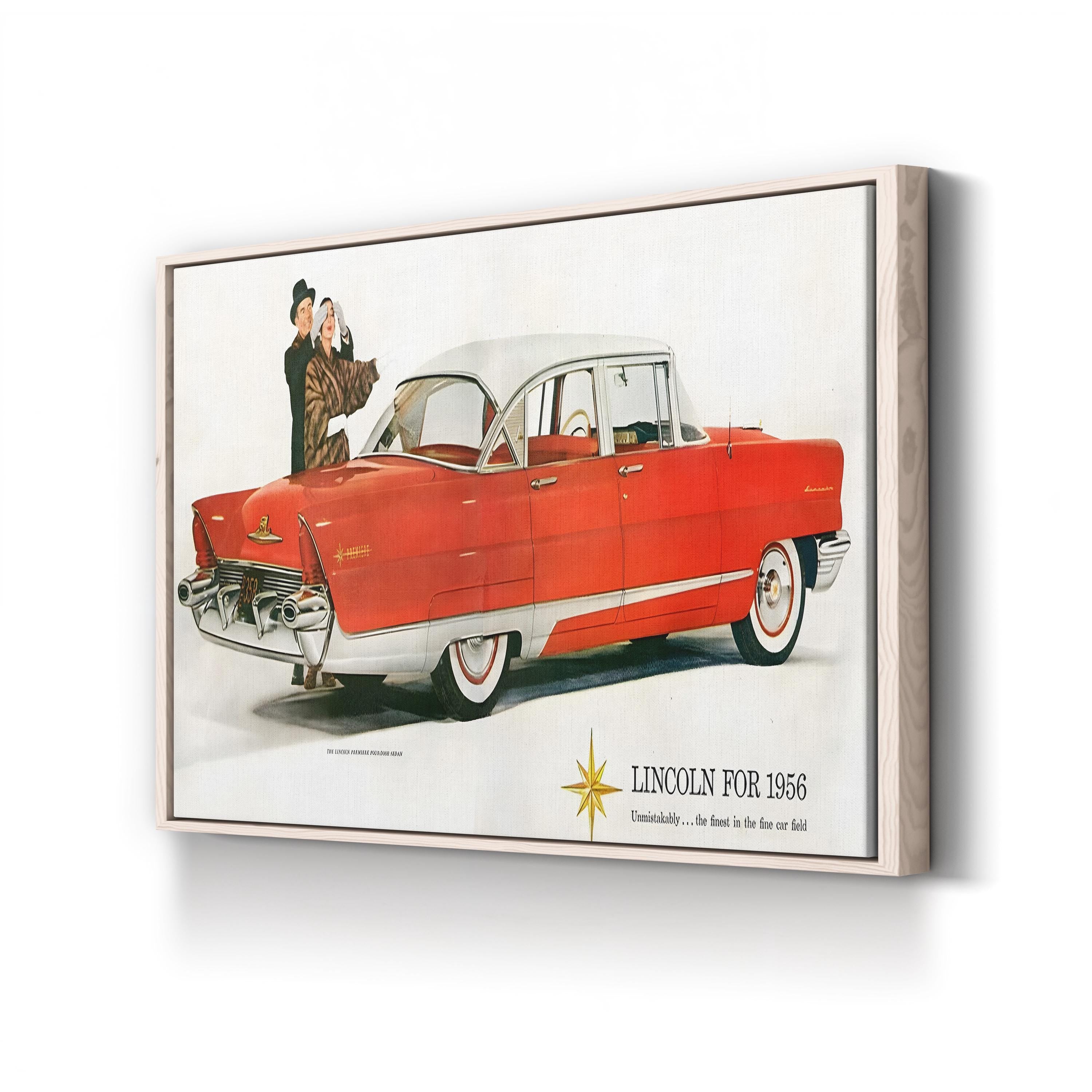 1956 Lincoln Magazine Advertisement – Period Advertisement Wall Art | Vintage Automotive Canvas Print