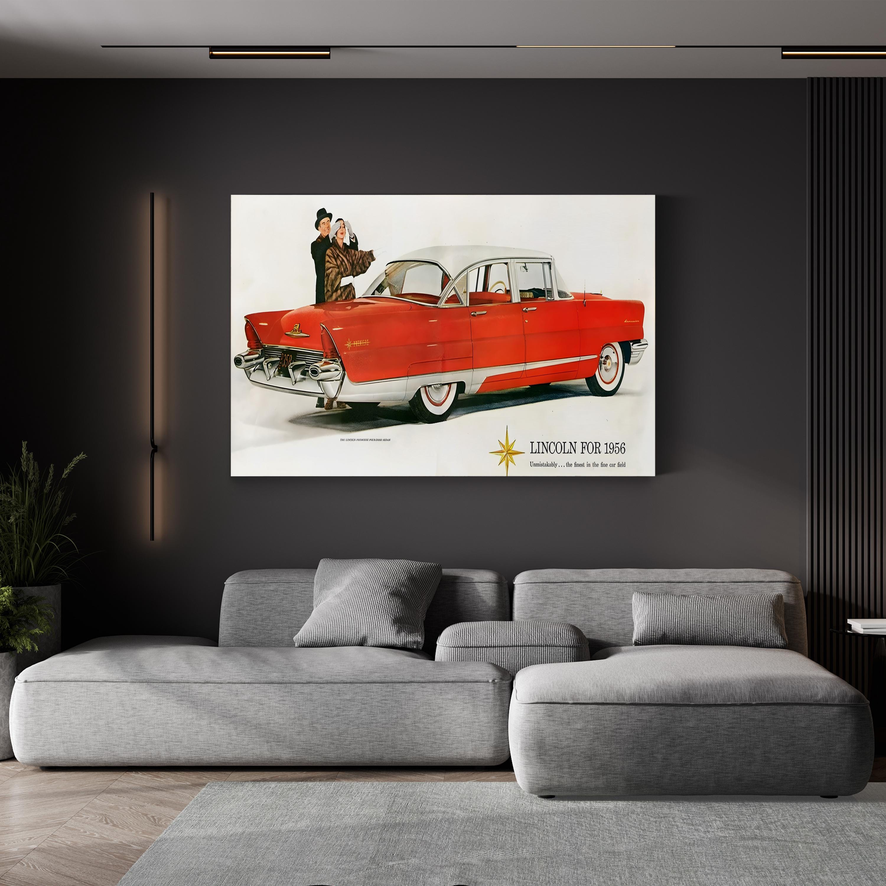 1956 Lincoln Magazine Advertisement – Period Advertisement Wall Art | Vintage Automotive Canvas Print