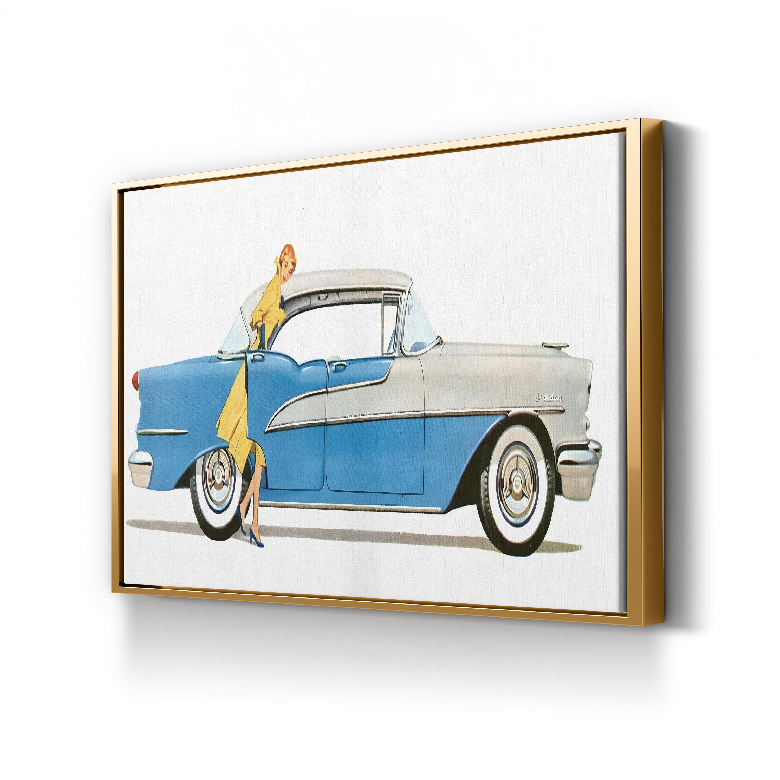 1950s Oldsmobile Sky-Blue Convertible – Period Advertisement Wall Art | Mid-Century Automotive Canvas Print