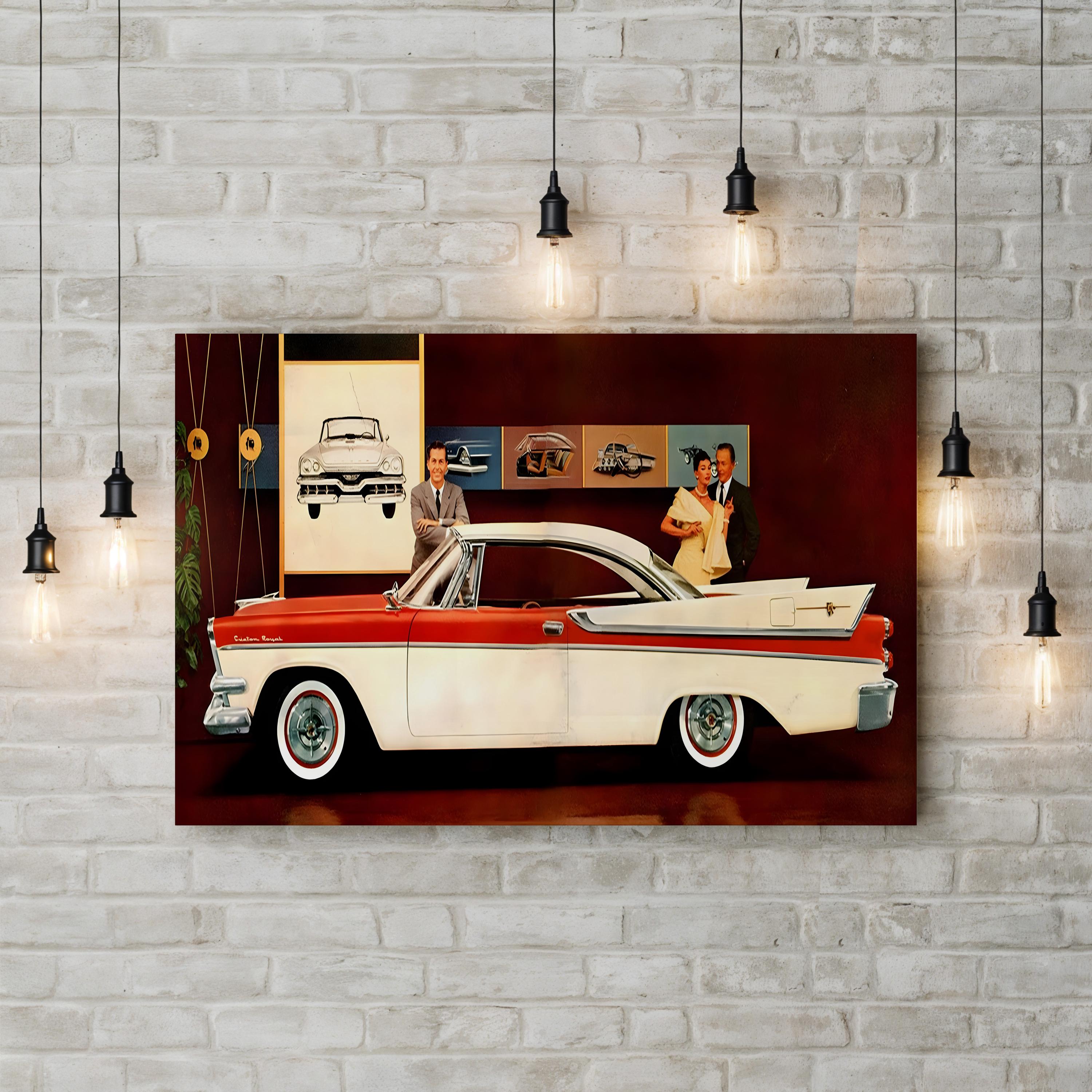 Vintage 1950s Plymouth Car Canvas Print: Classic American Automotive Advertisement