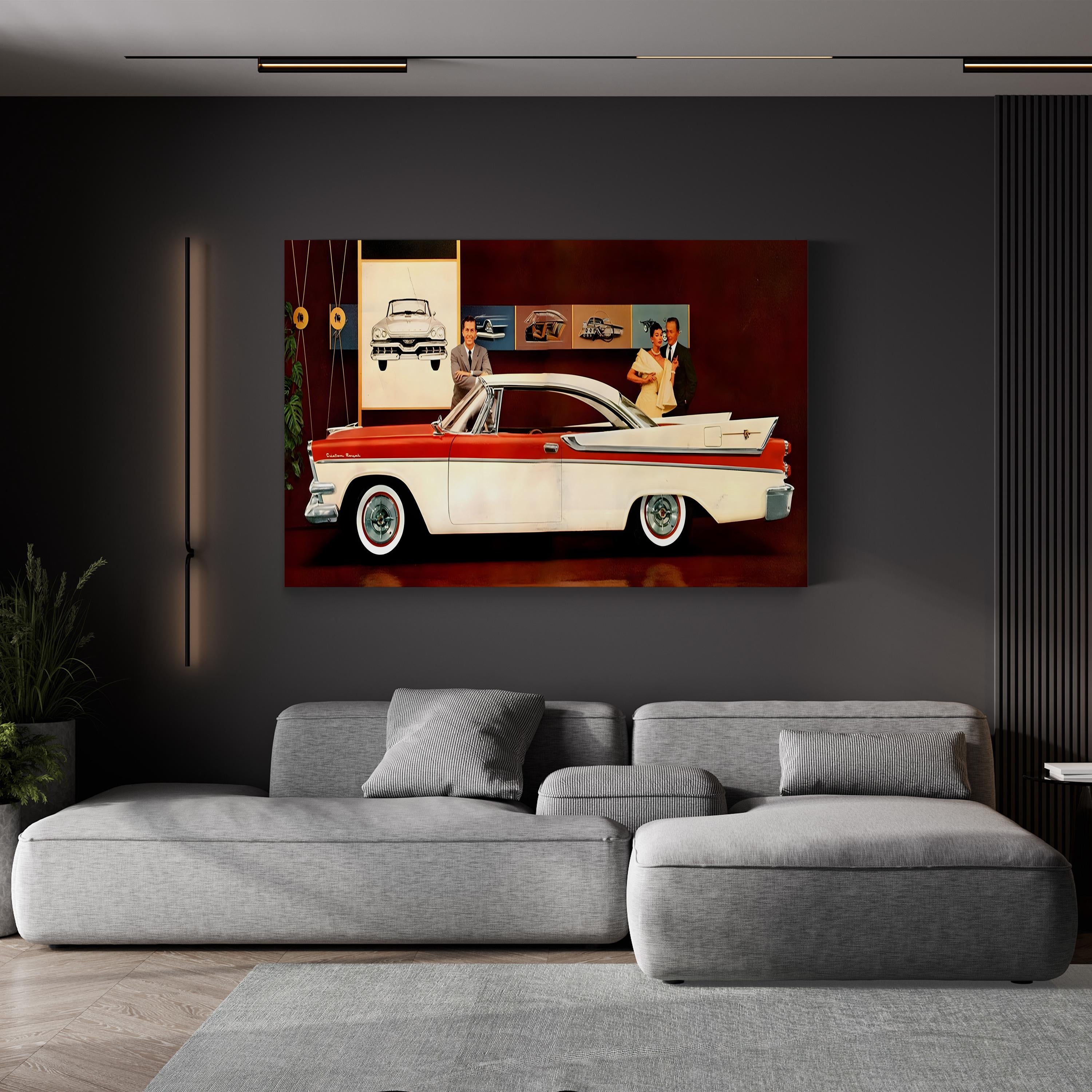 Vintage 1950s Plymouth Car Canvas Print: Classic American Automotive Advertisement