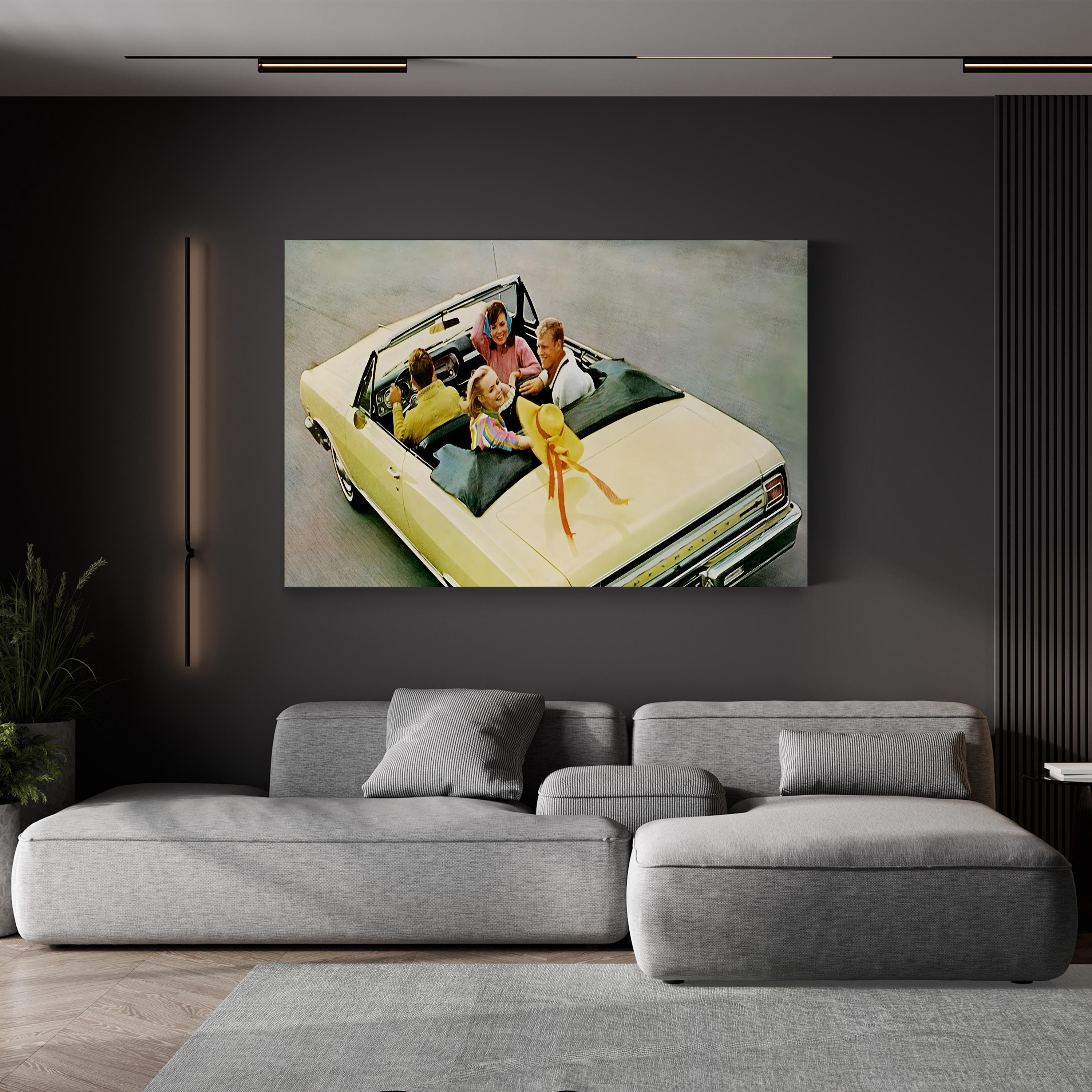 1960s Chevy Convertible Magazine Advert – Period Advertisement Wall Art | Retro Automotive Canvas Print