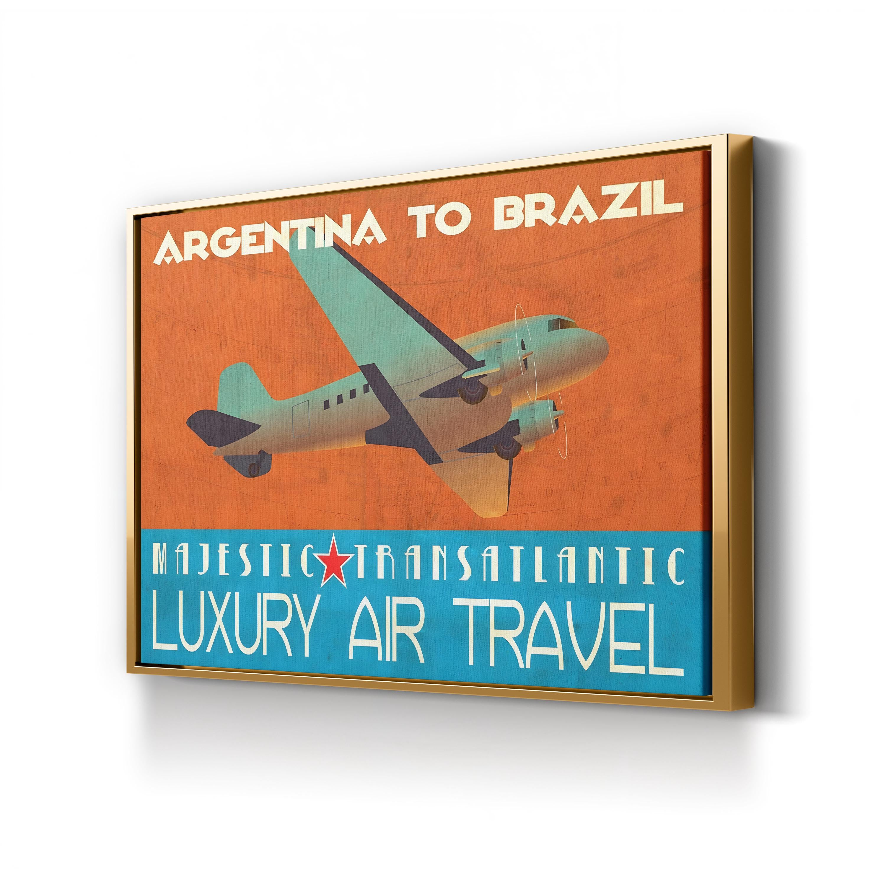 Vintage 1940s Air Travel Poster Canvas Print: Transatlantic & South American Aviation Art