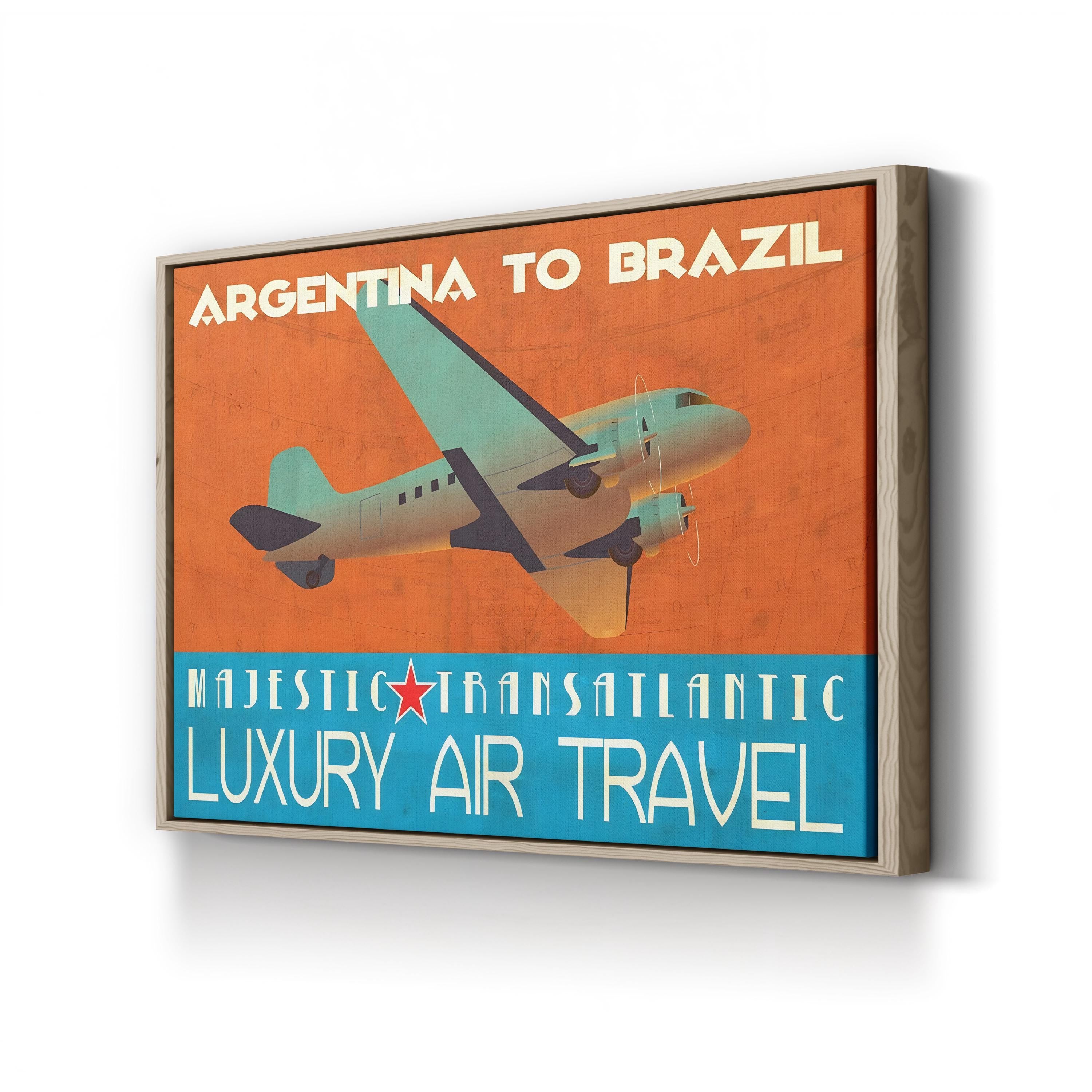 Vintage 1940s Air Travel Poster Canvas Print: Transatlantic & South American Aviation Art