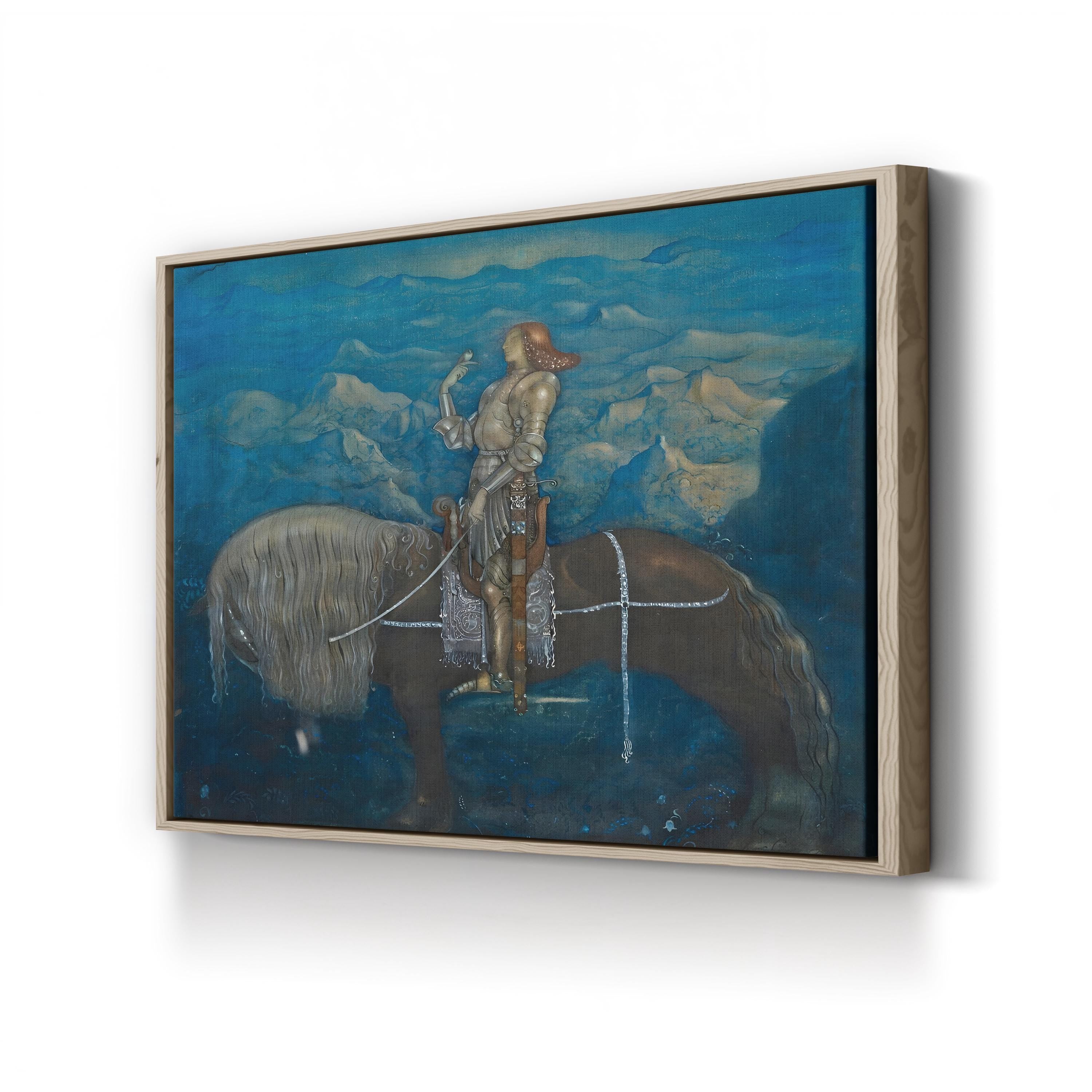 Knight with a Falcon on Horseback canvas print in Oak framed canvas