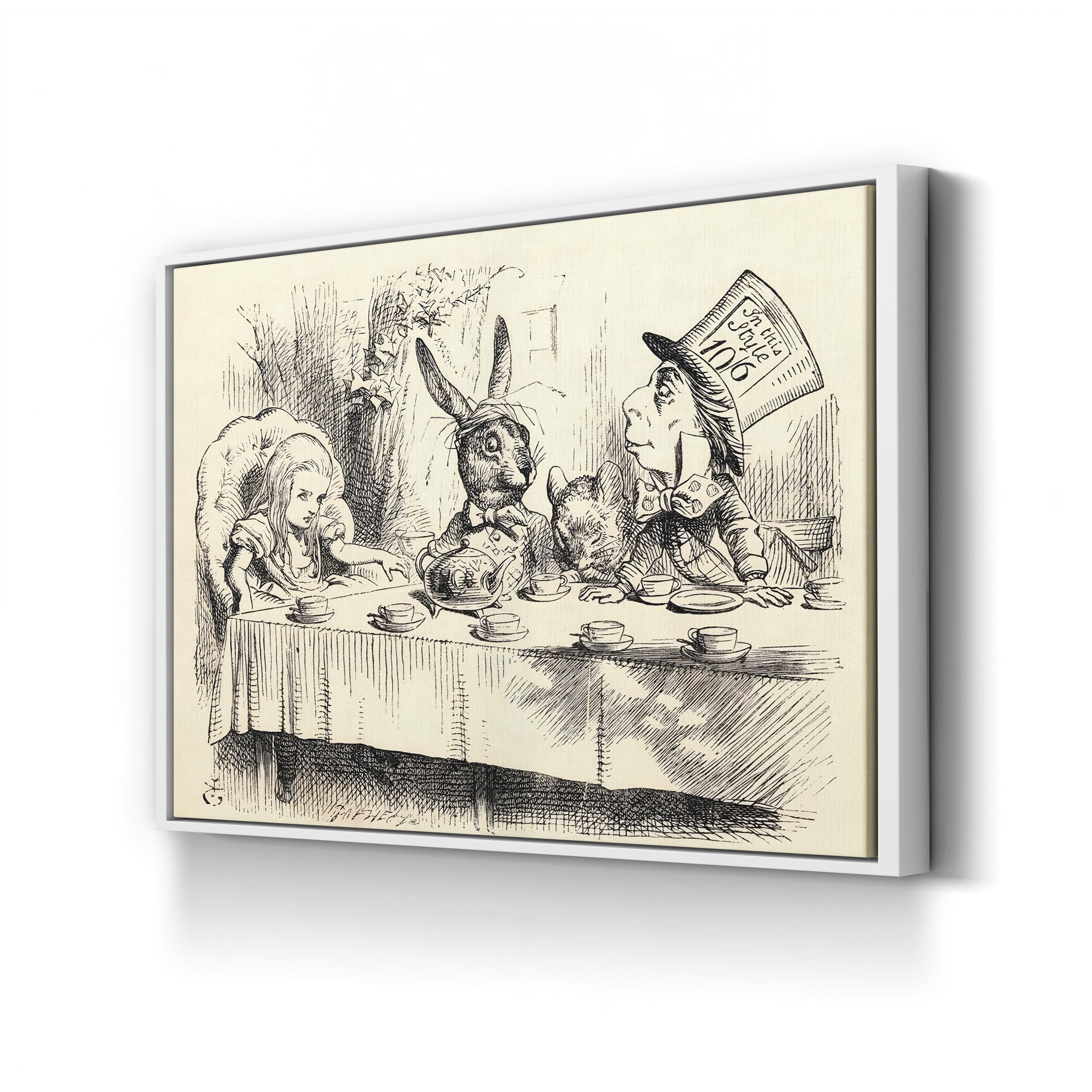 Alice at the Mad Hatter’s Tea Party canvas print in an oak frame