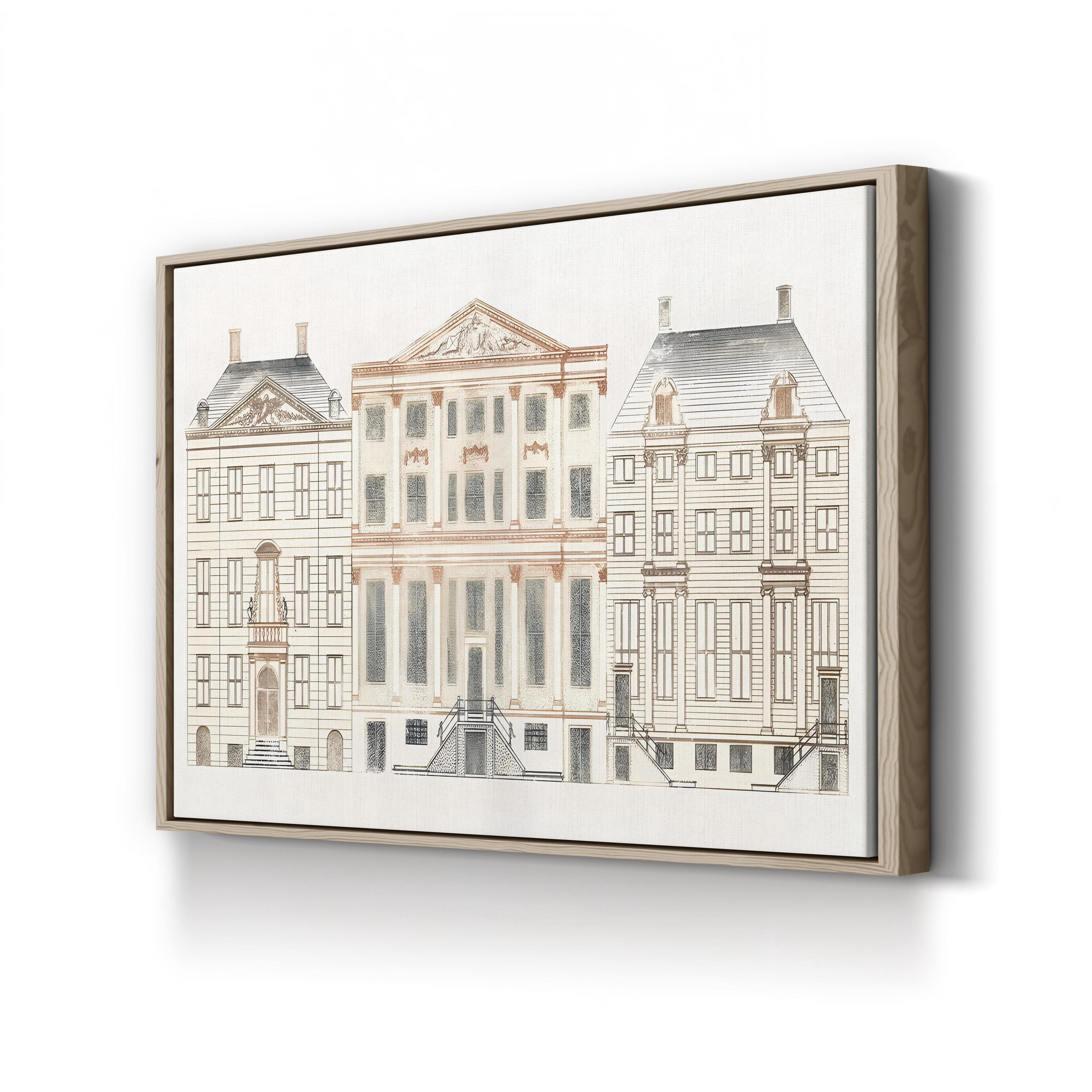 Vintage Amsterdam Canal House Canvas Art: Historic European Architecture