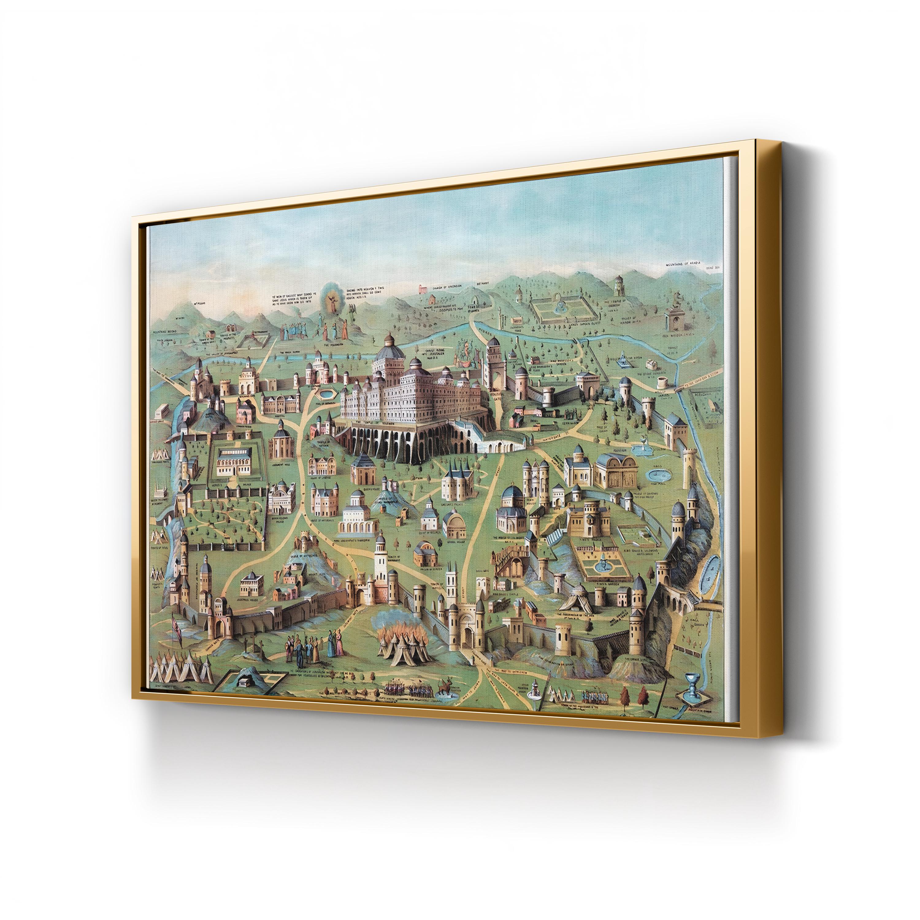 Vintage Jerusalem Cityscape, 1851 – Period Illustration Wall Art | Historic Lithograph Canvas Print