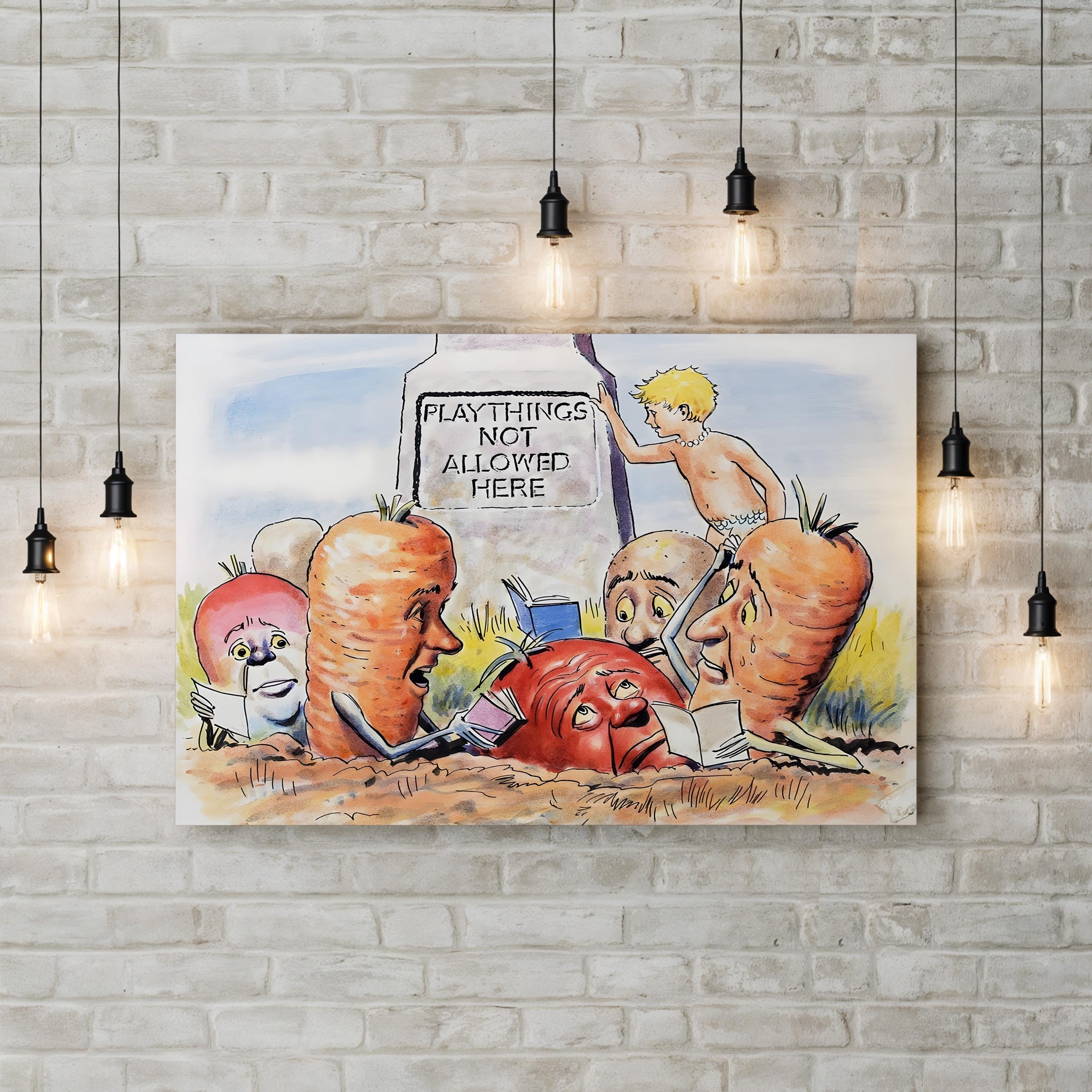 Anthropomorphic Vegetables Wall Art by Philip Mendoza – Vintage Literary Illustration Print