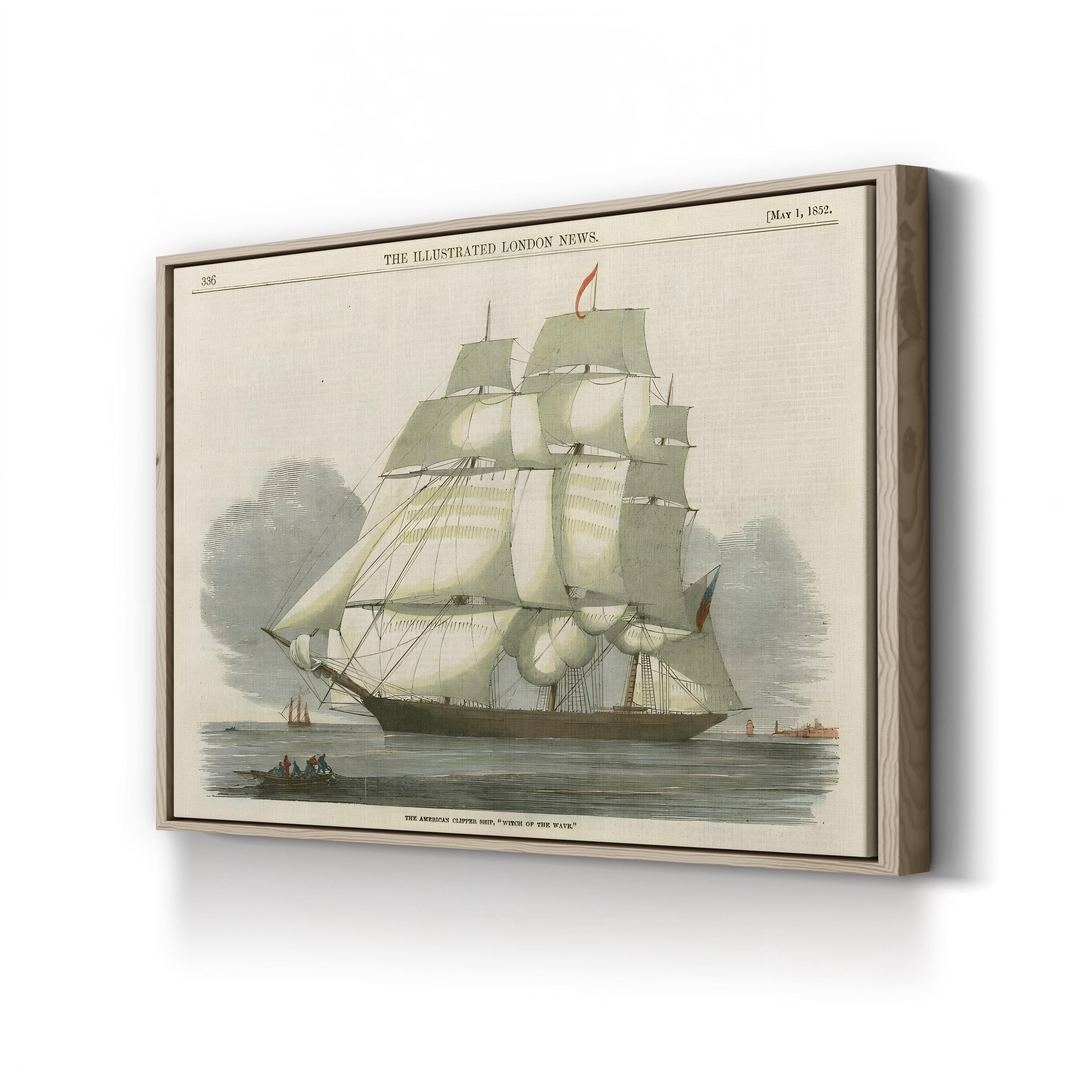 Antique Clipper Ship II – Framed Vintage Nautical Canvas Art by Vision Studio