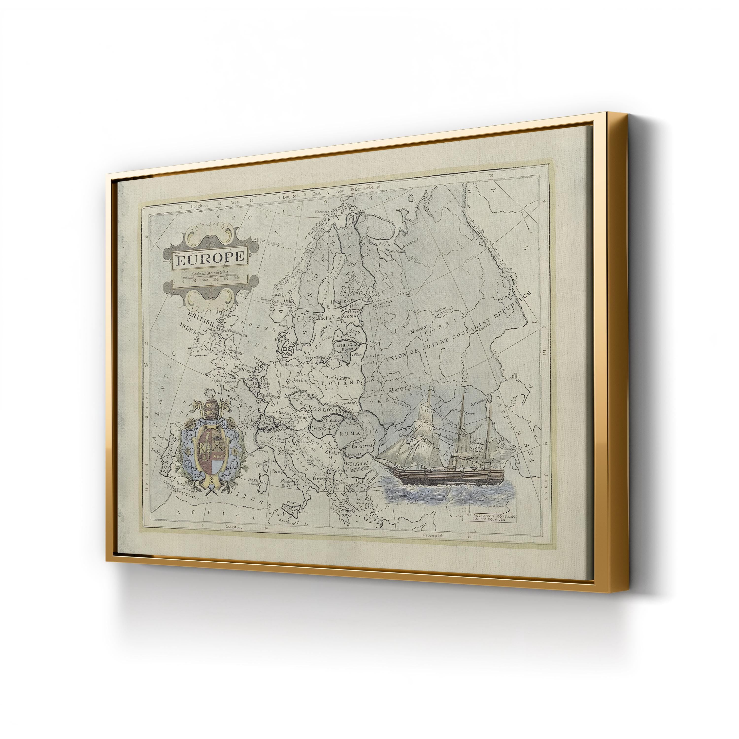 Historical Map of Europe – Period Illustration Wall Art | Antique Cartography Canvas Print
