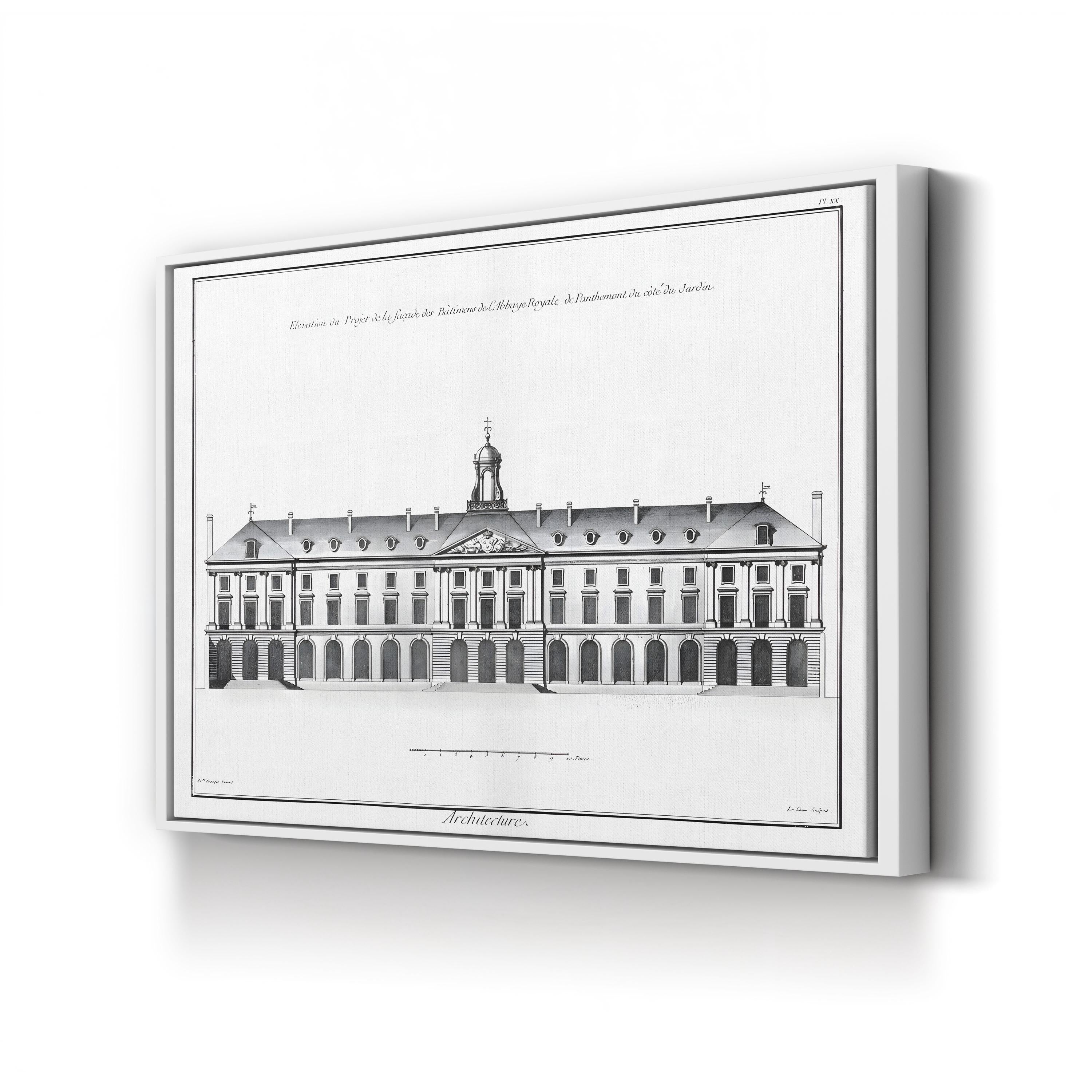 Vintage Architectural Elevation Canvas Print: Classic Building Design