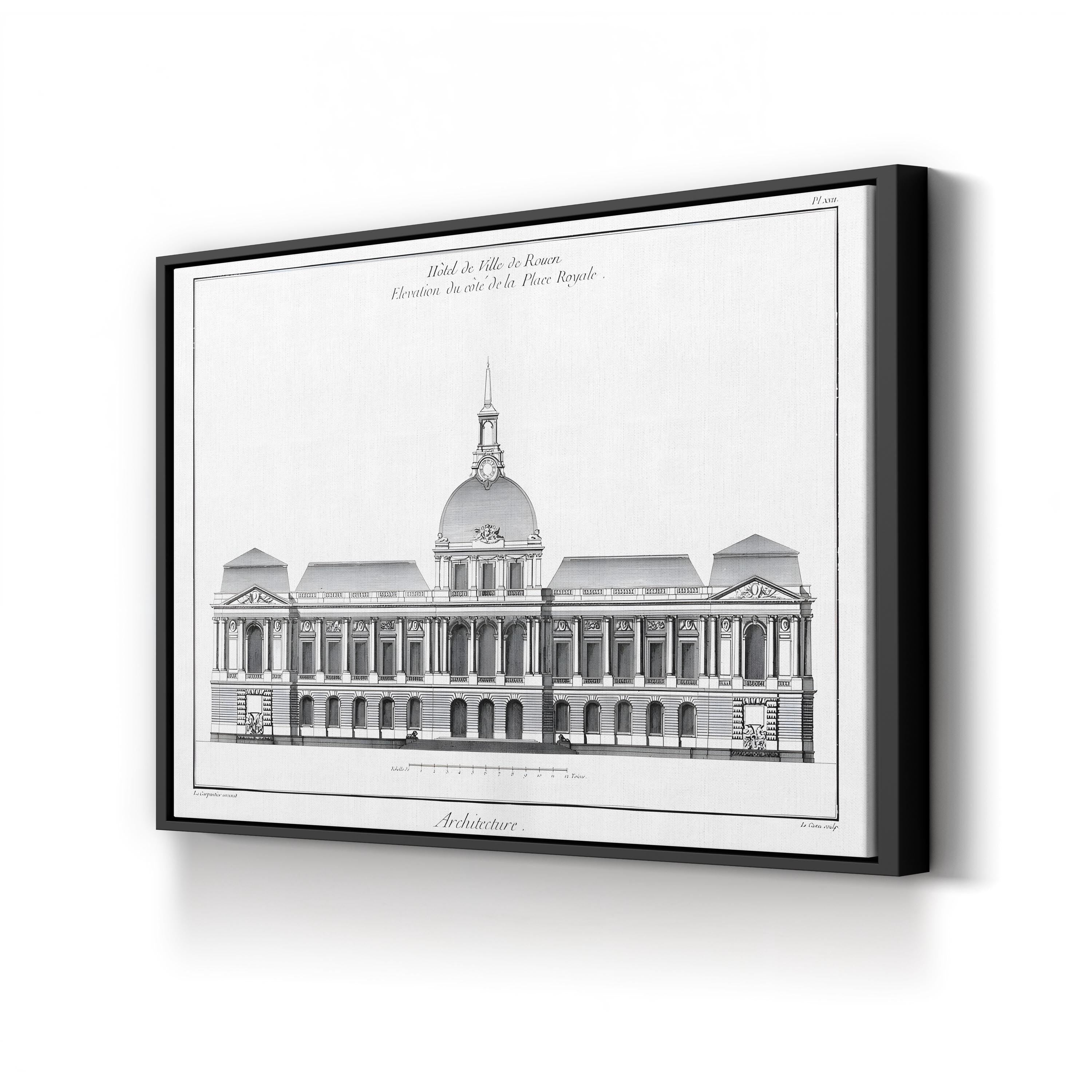 Vintage Architectural Elevation Canvas Print: Historic Building Design