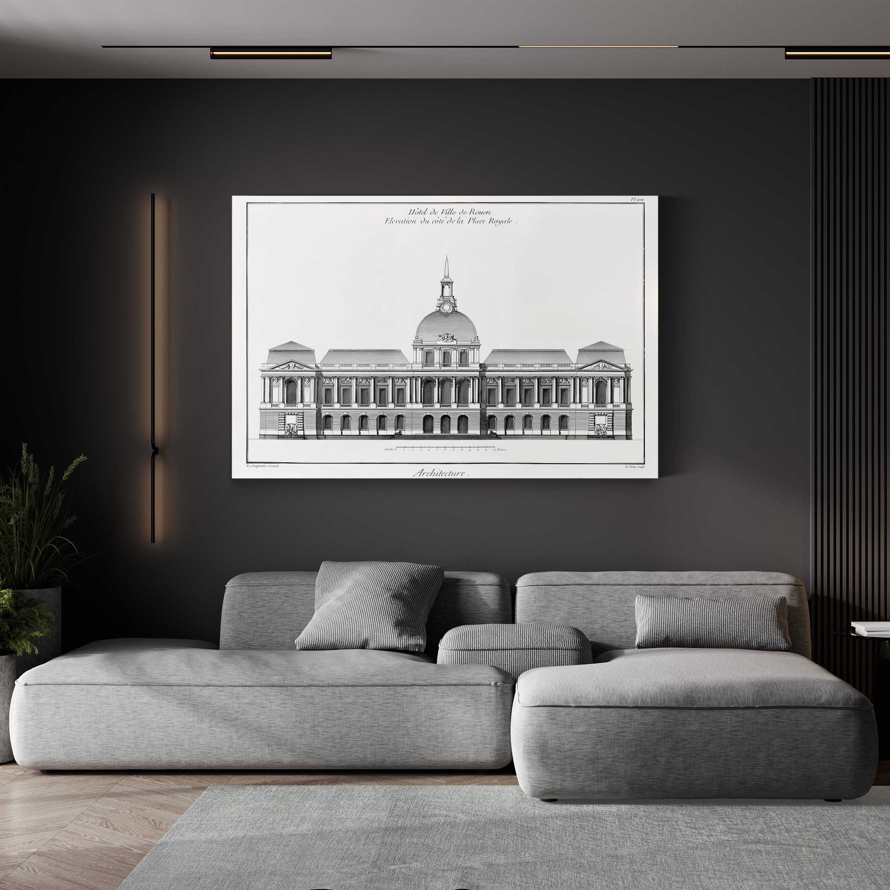 Vintage Architectural Elevation Canvas Print: Historic Building Design