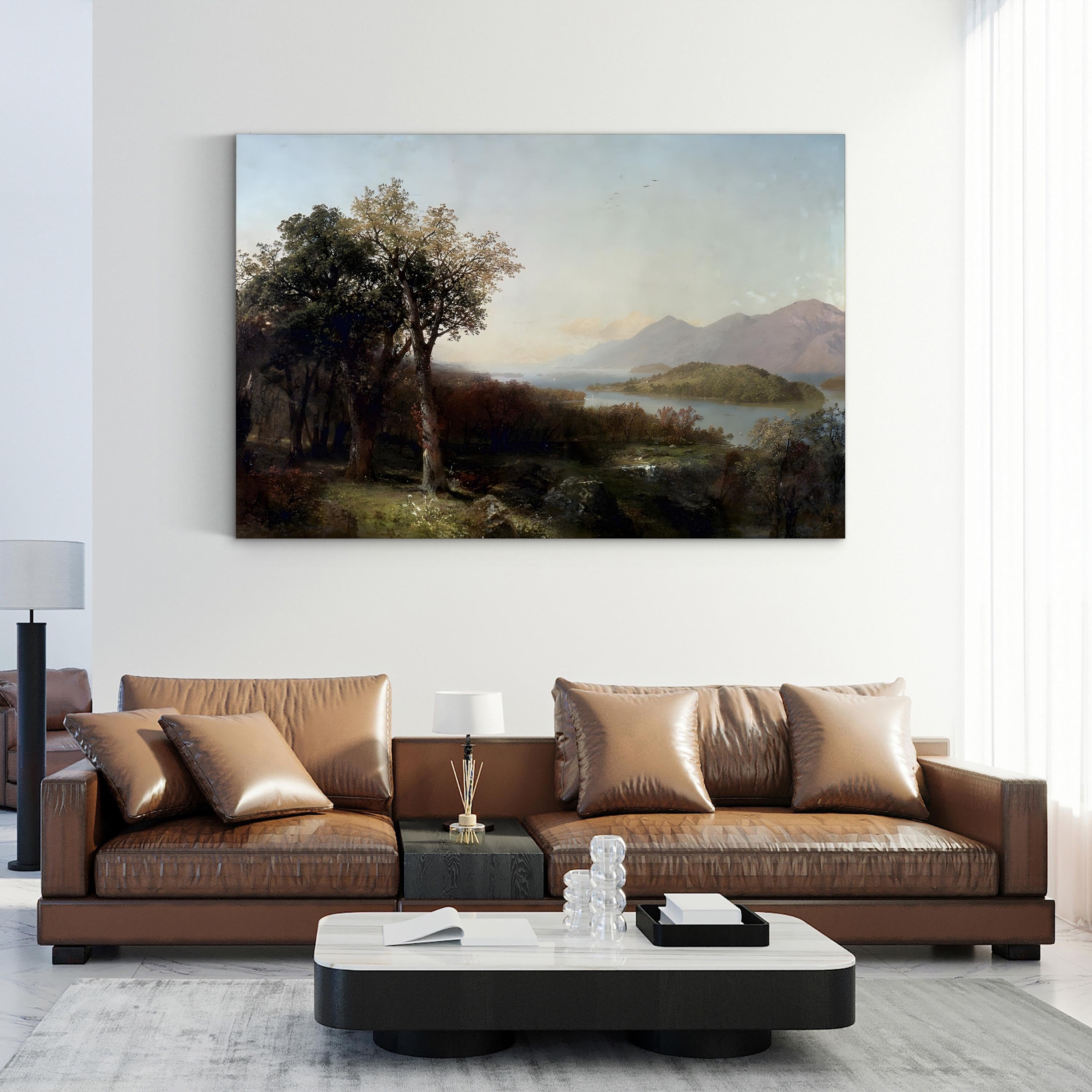 Autumn Afternoon on Lake George (1864) – Framed Hudson River School Landscape Canvas Art by John Frederick Kensett