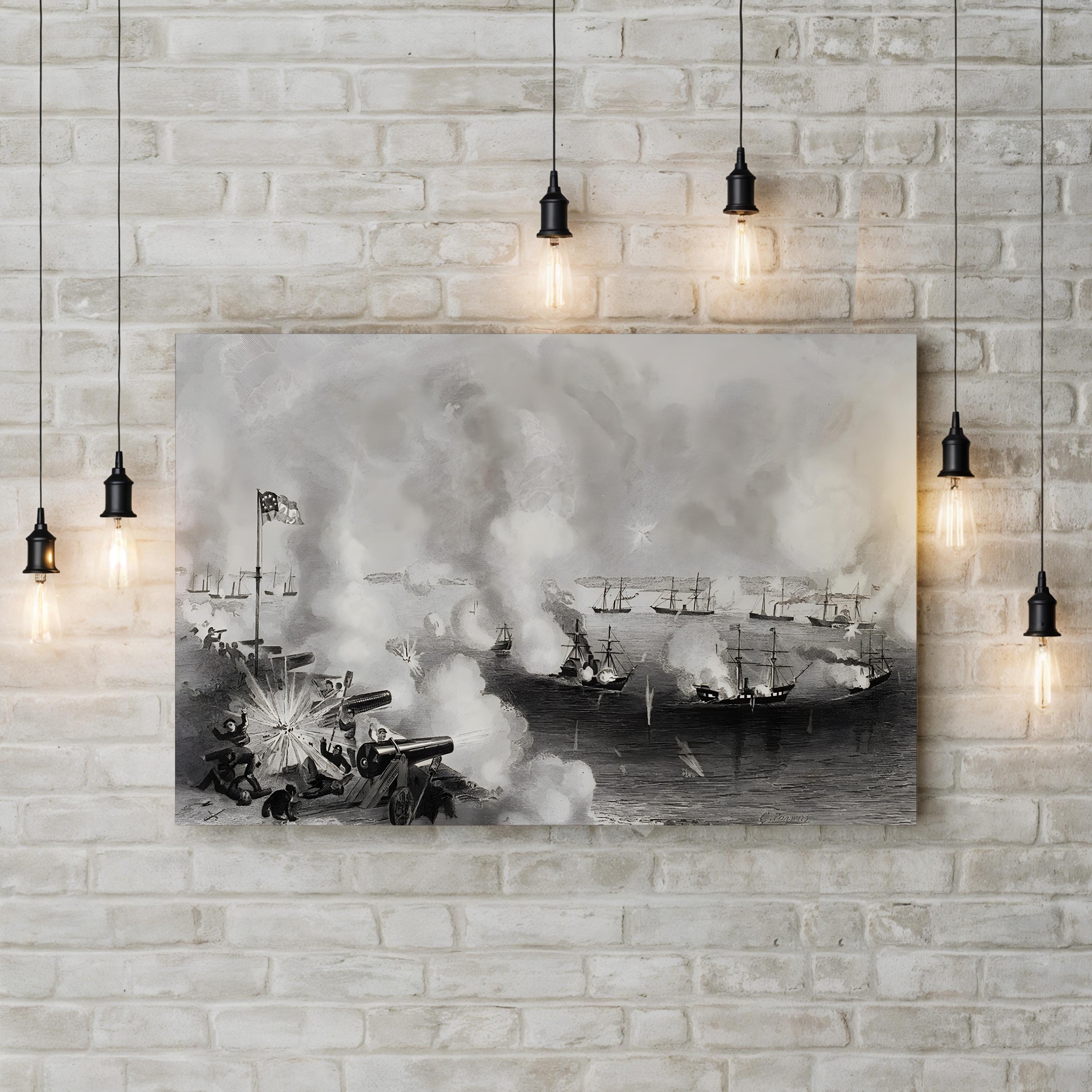 Bombardment and Capture of Forts Walker and Beauregard, Port Royal, SC, 1861 Wall Art | Historic Civil War Canvas