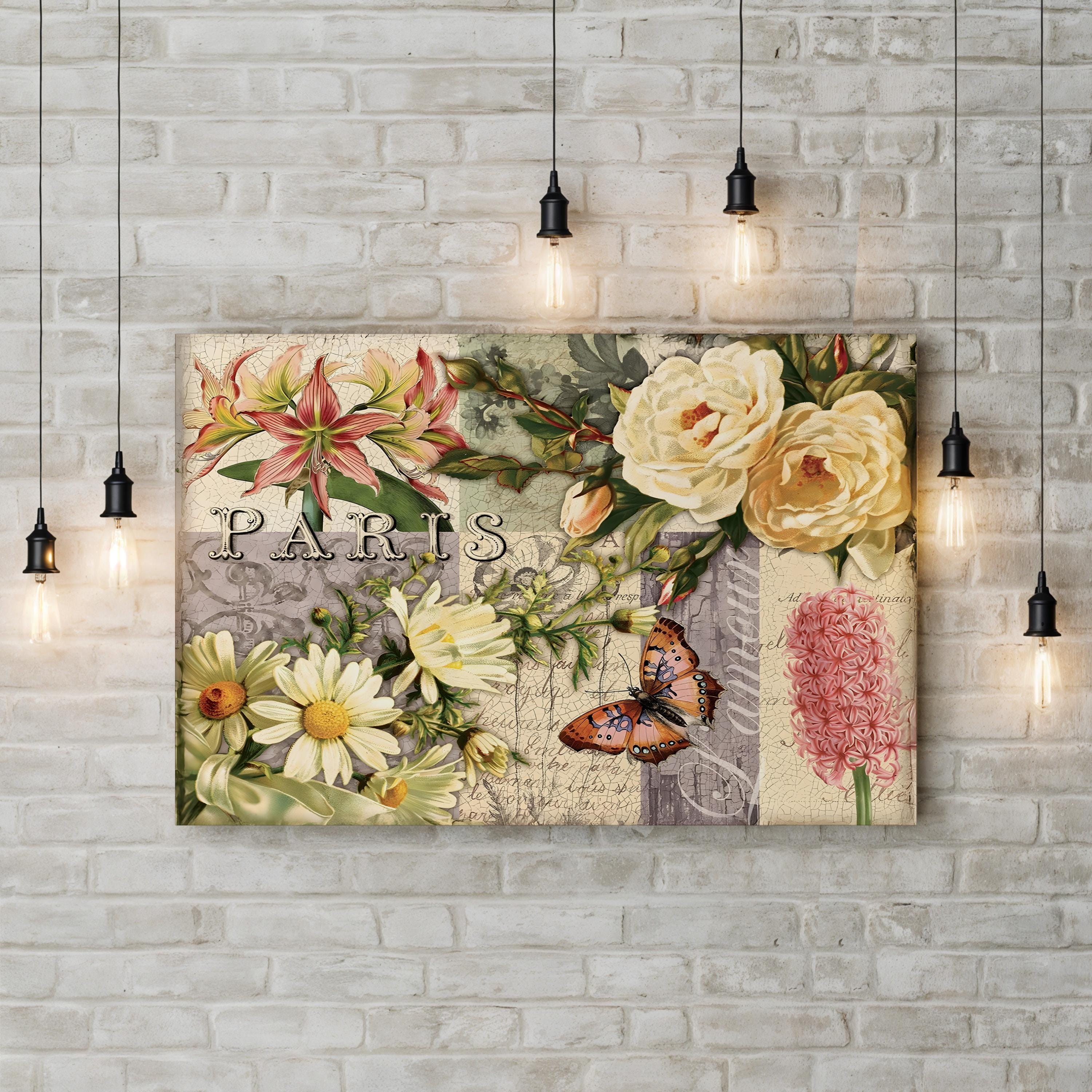 Vintage Paris Floral Bouquet – Period Illustration Wall Art | Botanical Canvas Print