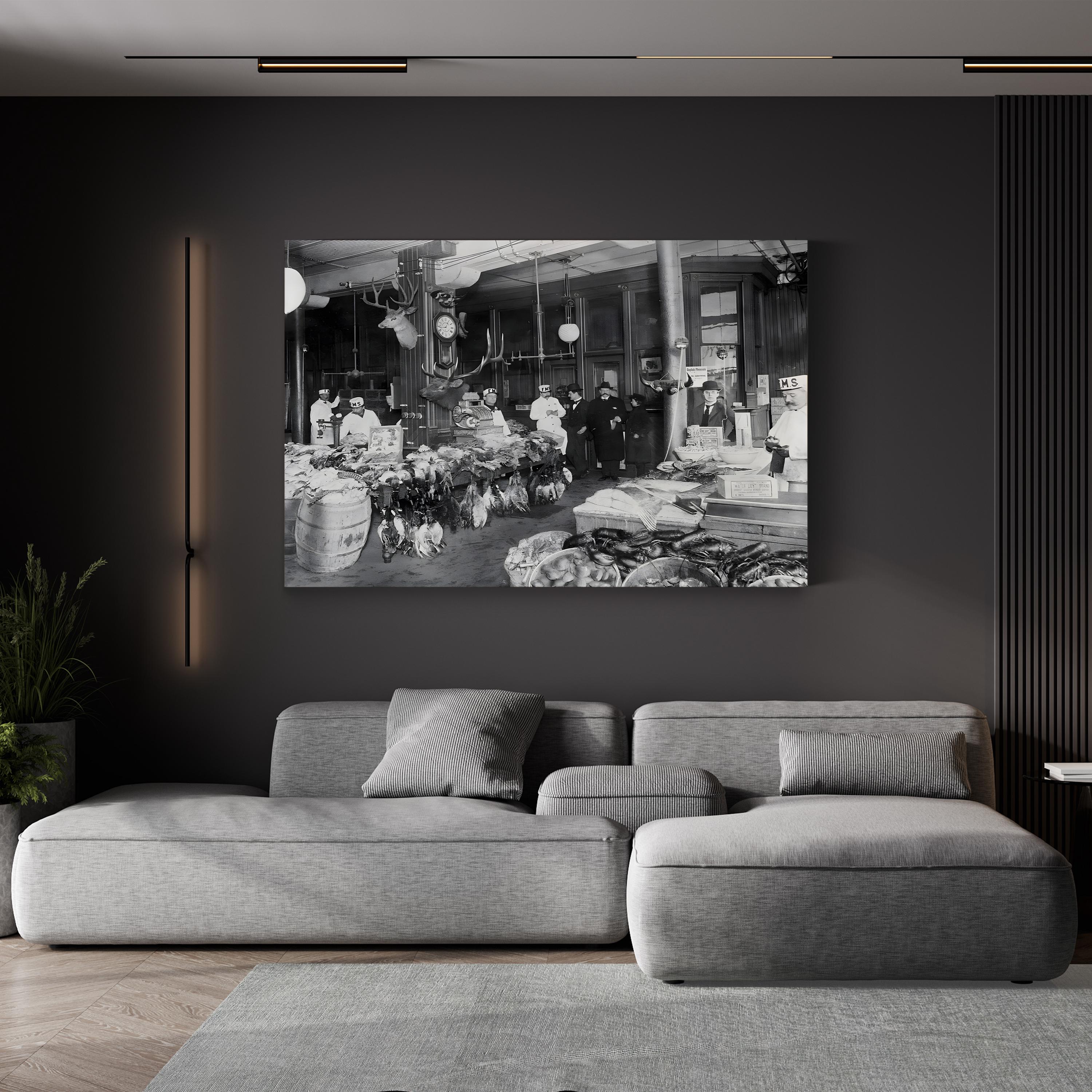 Early 1900s Butcher Shop Interior – Vintage Photography Wall Art | Rustic Kitchen Canvas Print