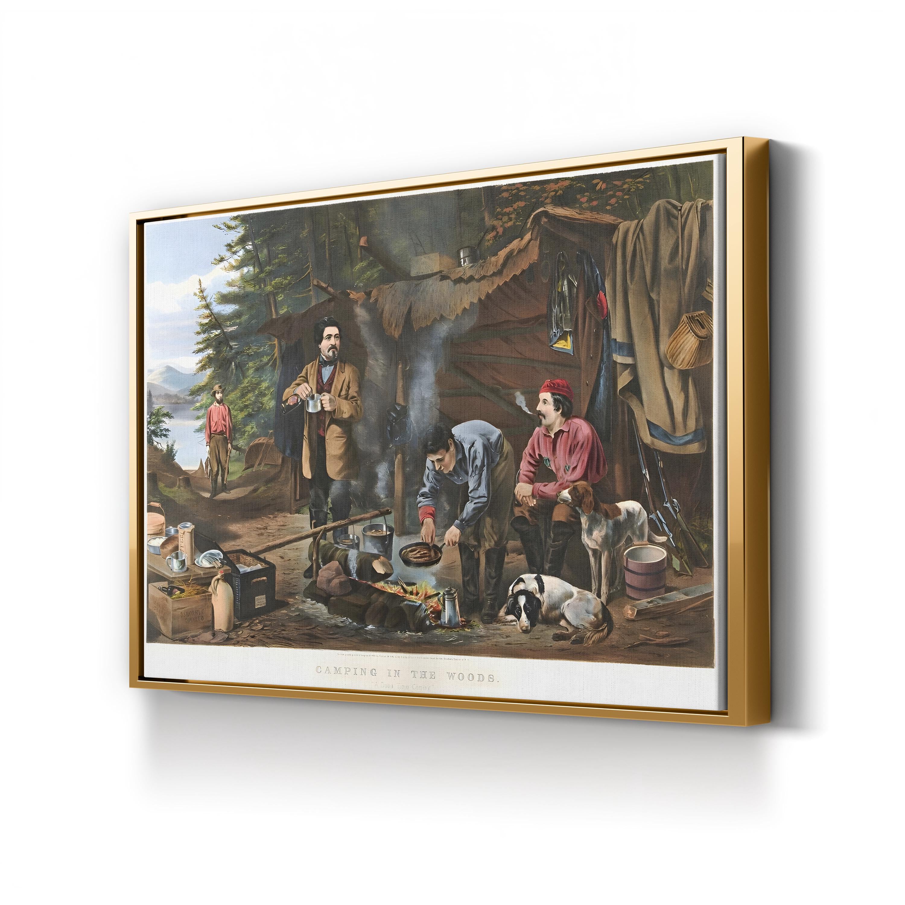 19th-Century Outdoor Adventure Camping in the Woods Art Print