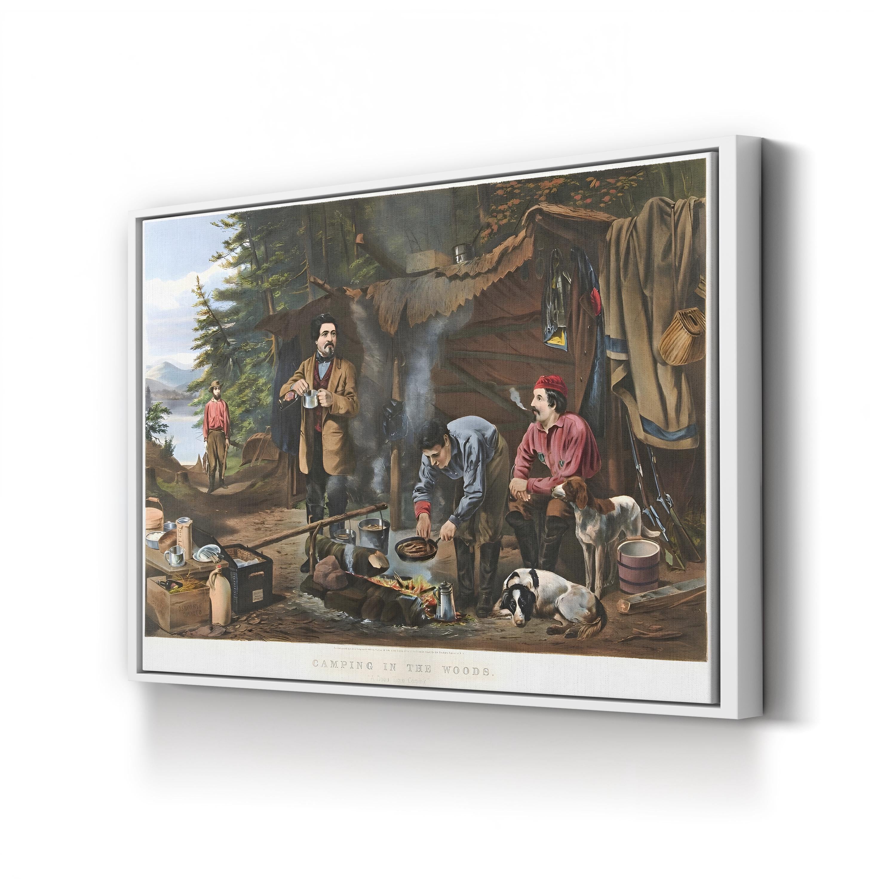 19th-Century Outdoor Adventure Camping in the Woods Art Print