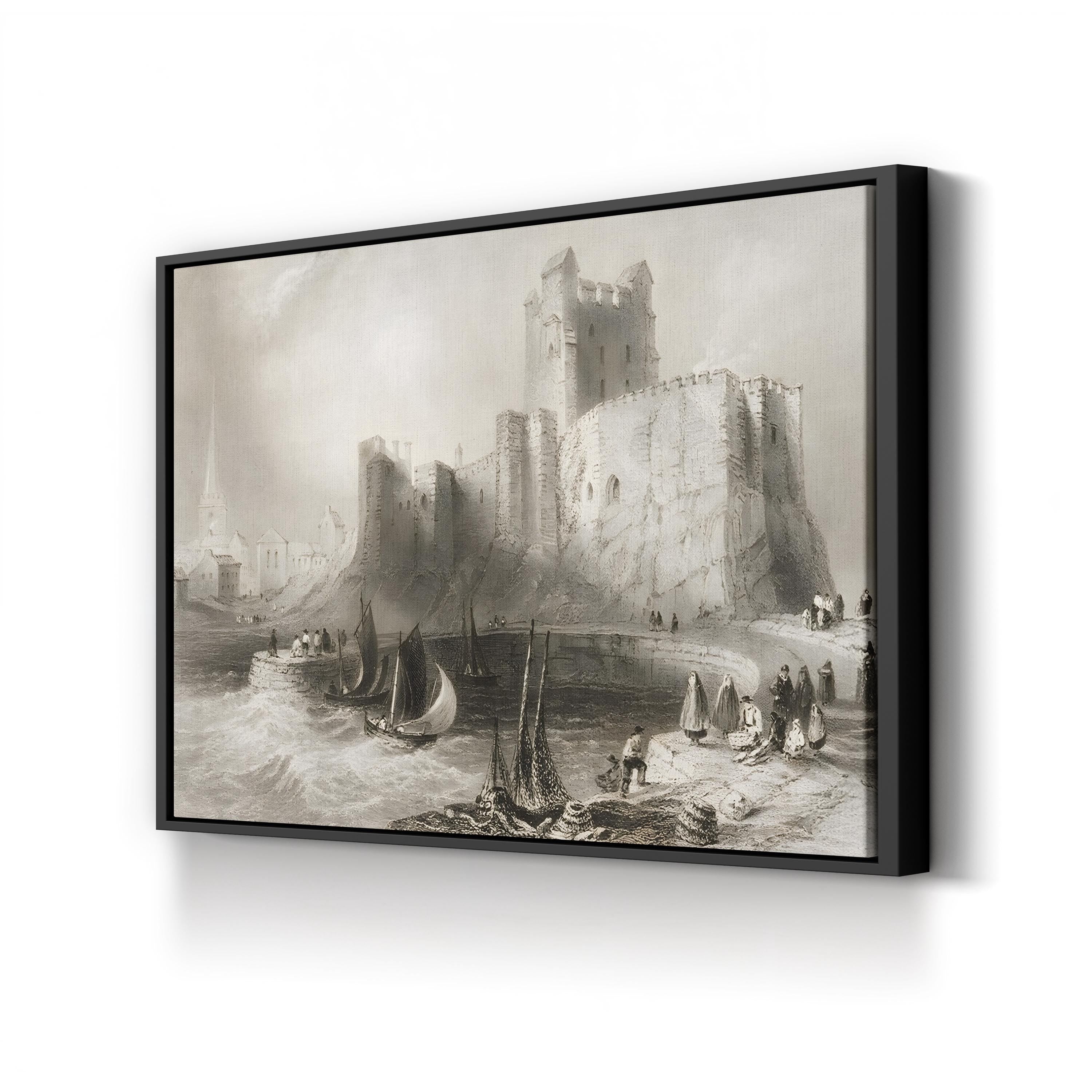 Carrickfergus Castle Canvas Print: Vintage Ireland Landscape Art