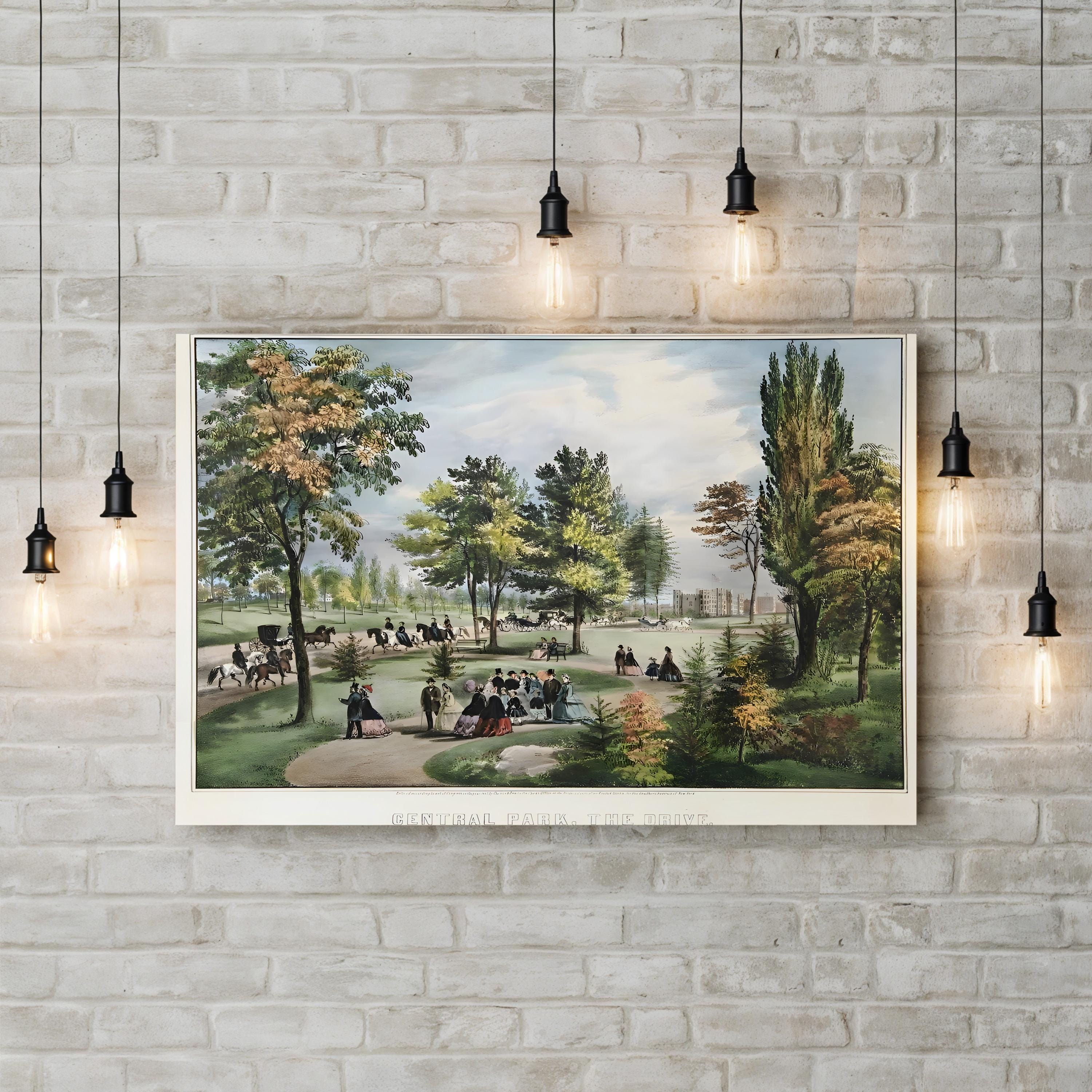 The Drive Wall Art by Currier and Ives in New York Horse-Drawn Carriages Print