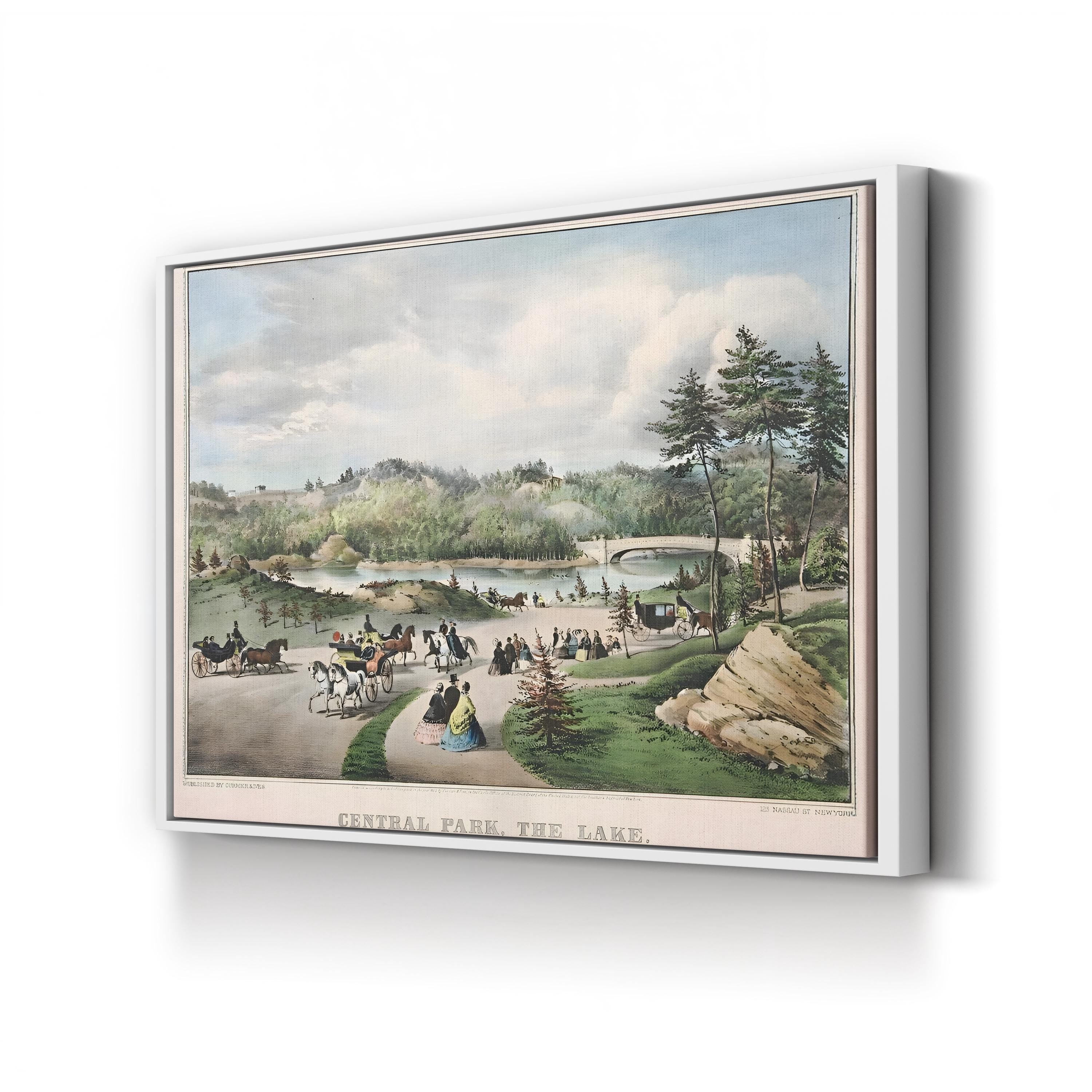 19th-Century Central Park Lake Pastoral Scene Canvas Print