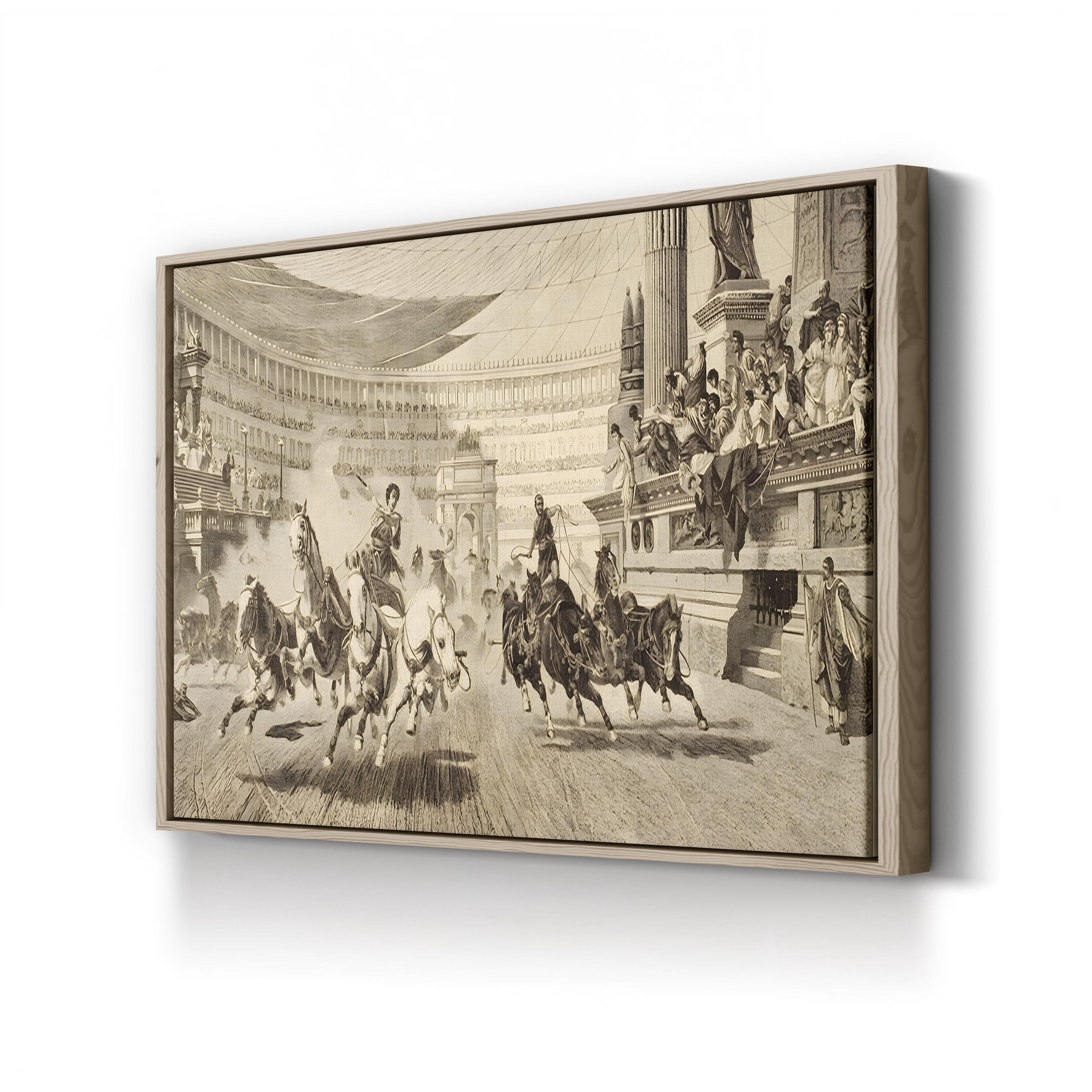 Chariot Race at Roman Games, c.1890 Wall Art by Alejandro Wagner – Classical Historical Illustration Canvas Print