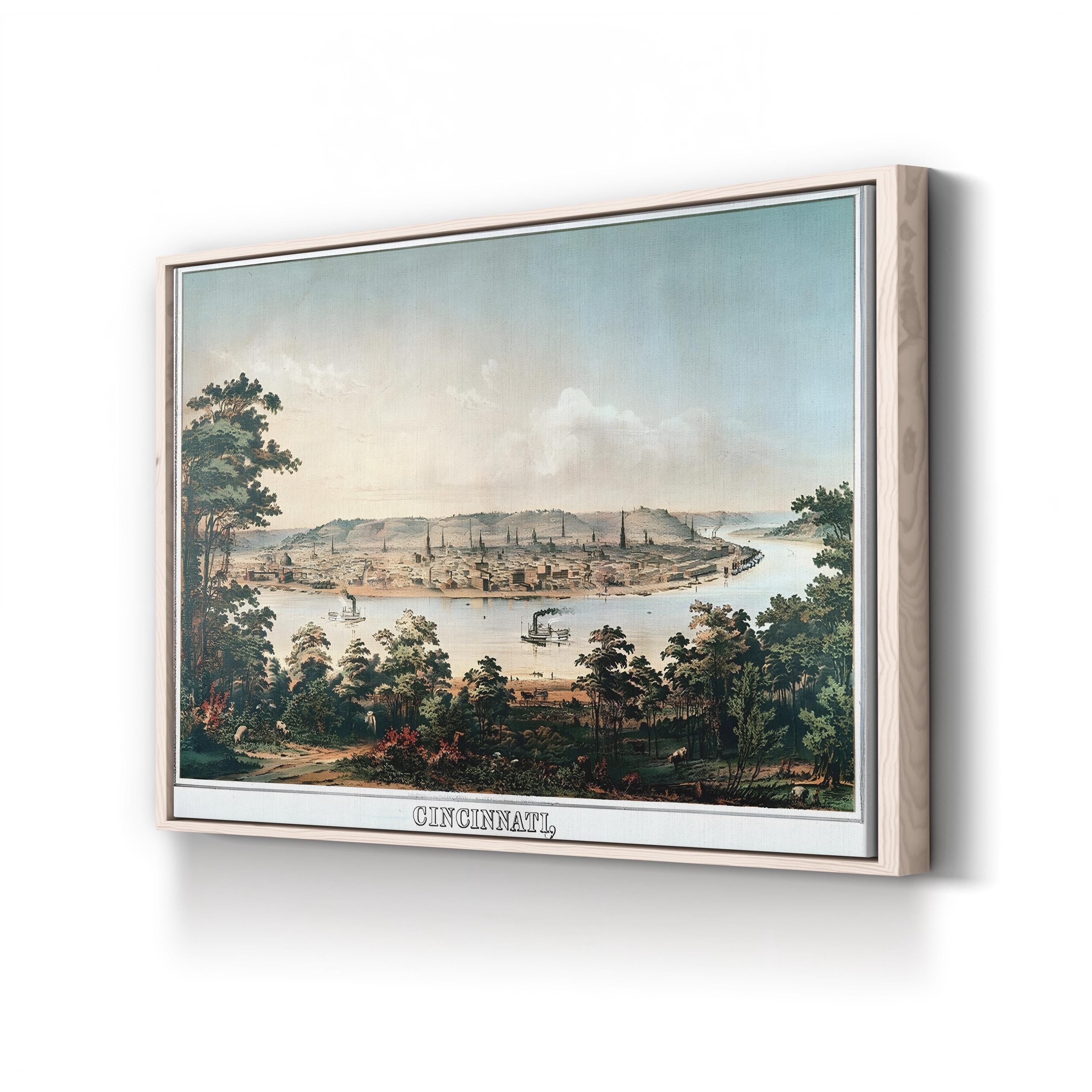 Cincinnati Ohio Vintage Cityscape Print: 1856 Ohio River Art