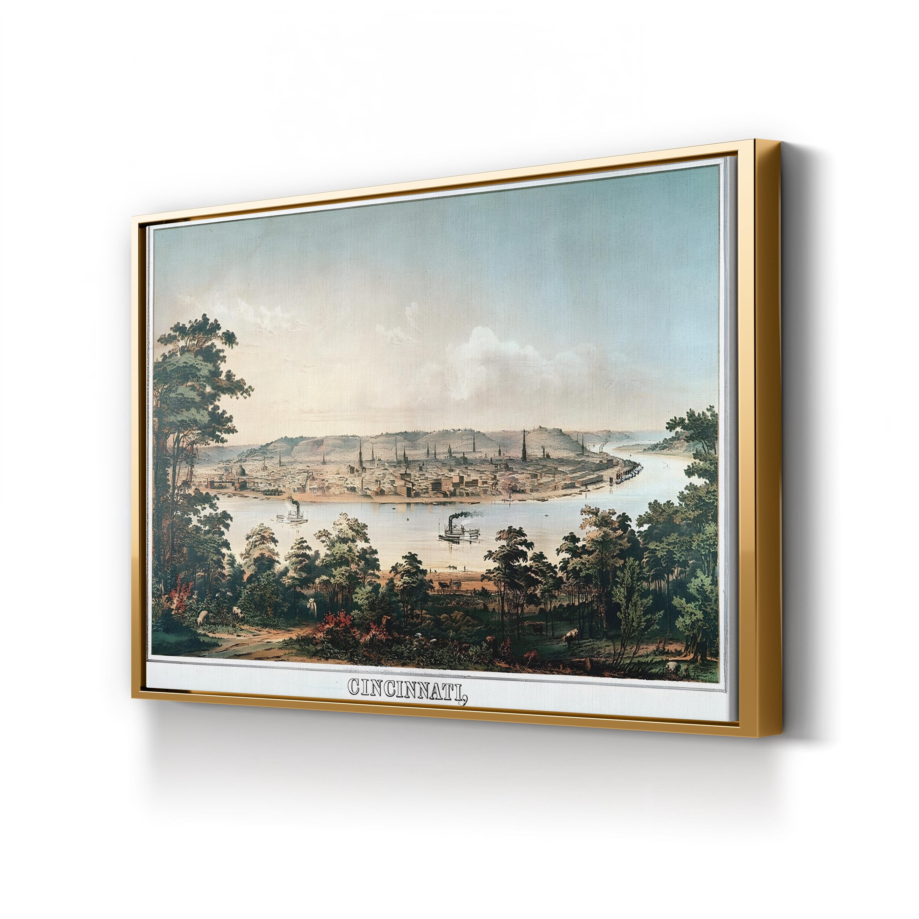 Cincinnati Ohio Vintage Cityscape Print: 1856 Ohio River Art
