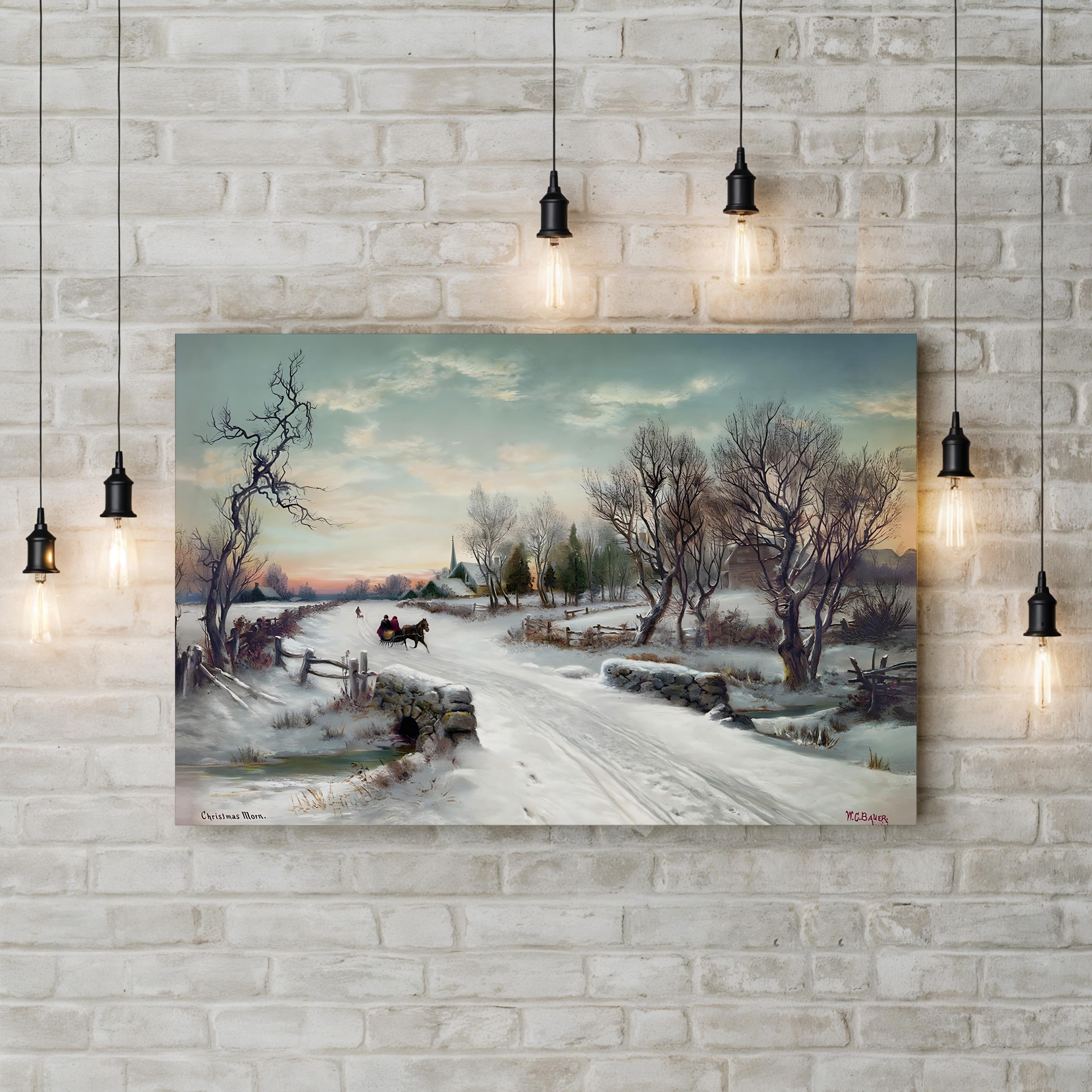Christmas Morn, by W.C. Bauer canvas print, unframed gallery canvas