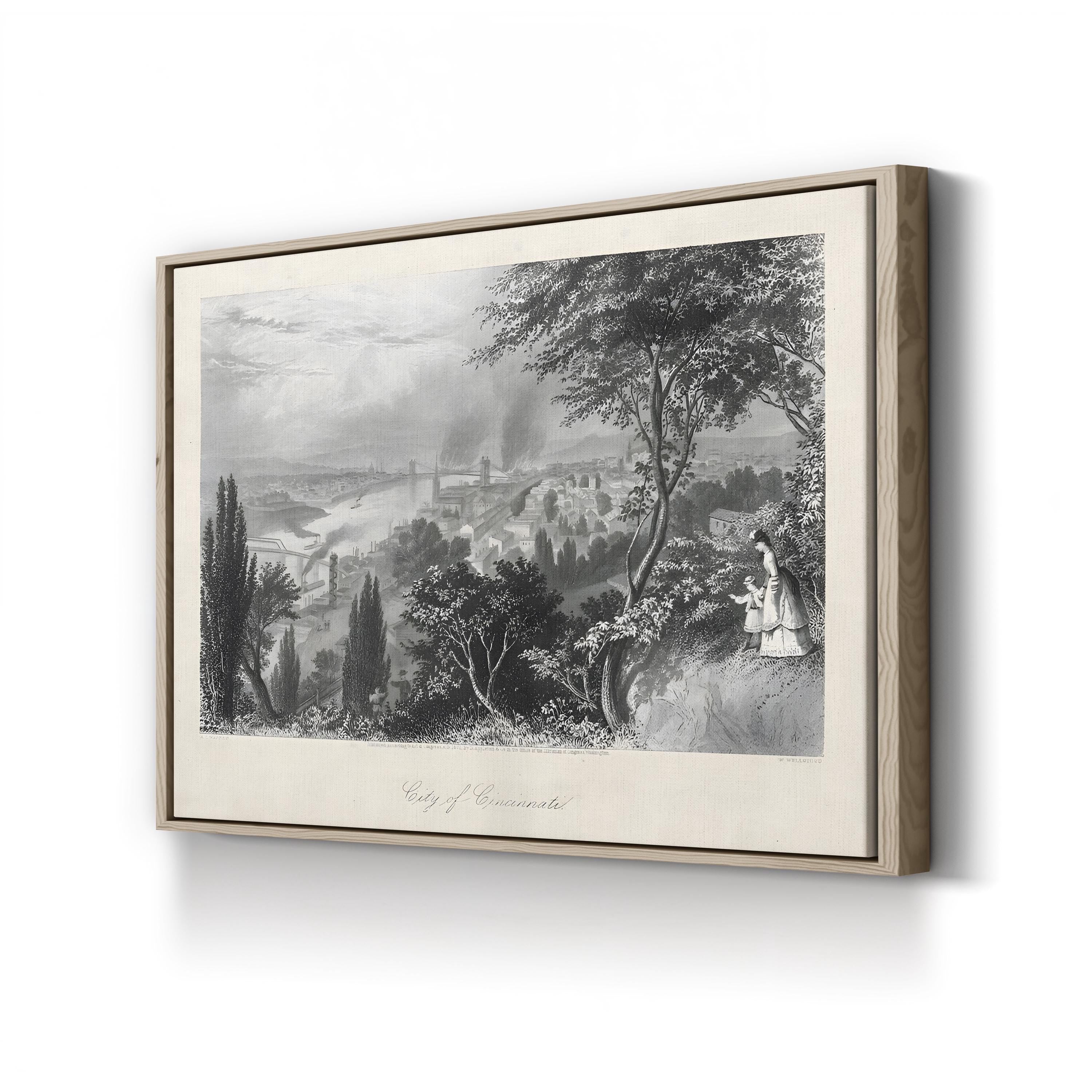 City of Cincinnati Riverfront – Period Illustration Wall Art | Vintage 19th-Century Canvas Print