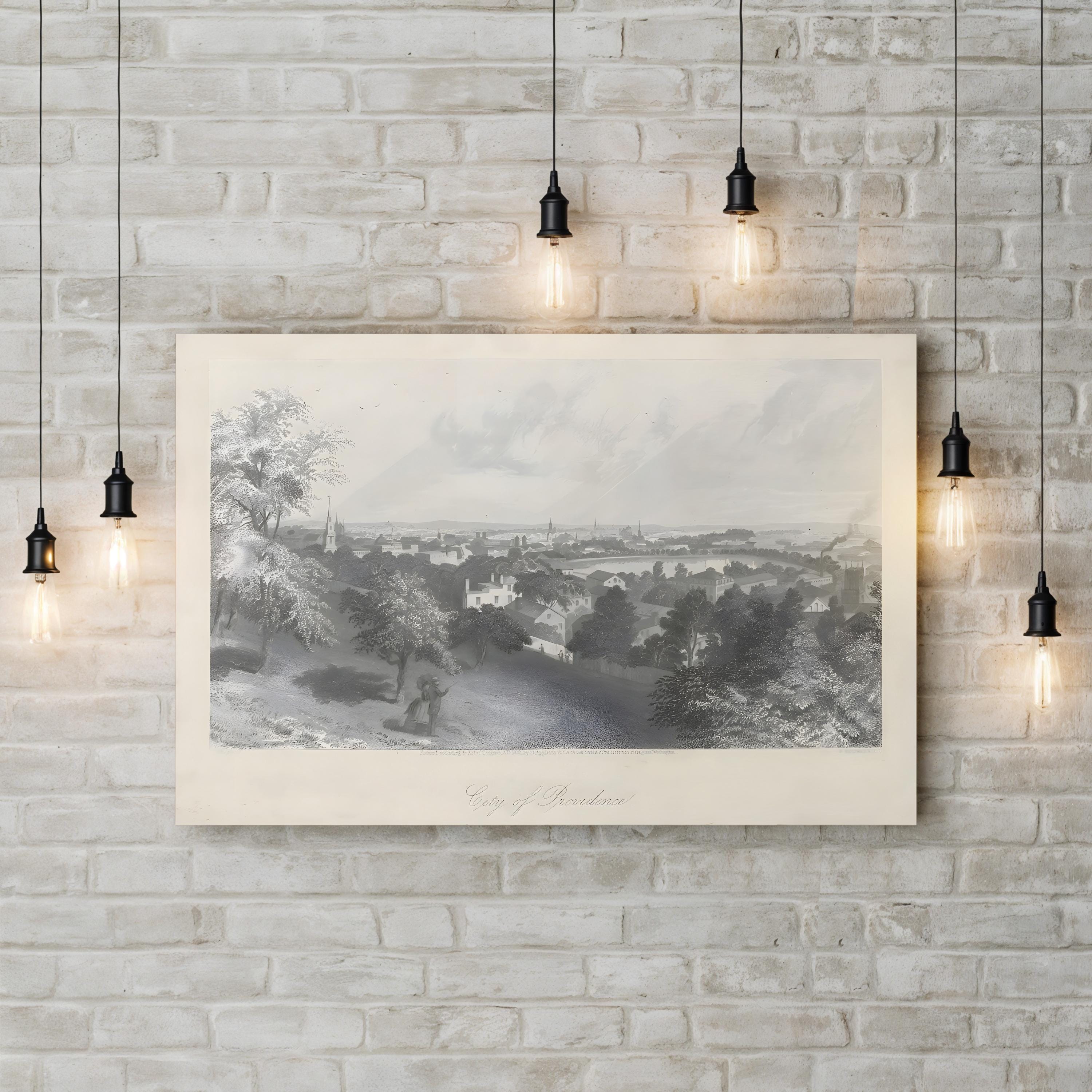 Vintage Providence Cityscape – Period Illustration Wall Art | 19th-Century Architecture Canvas Print
