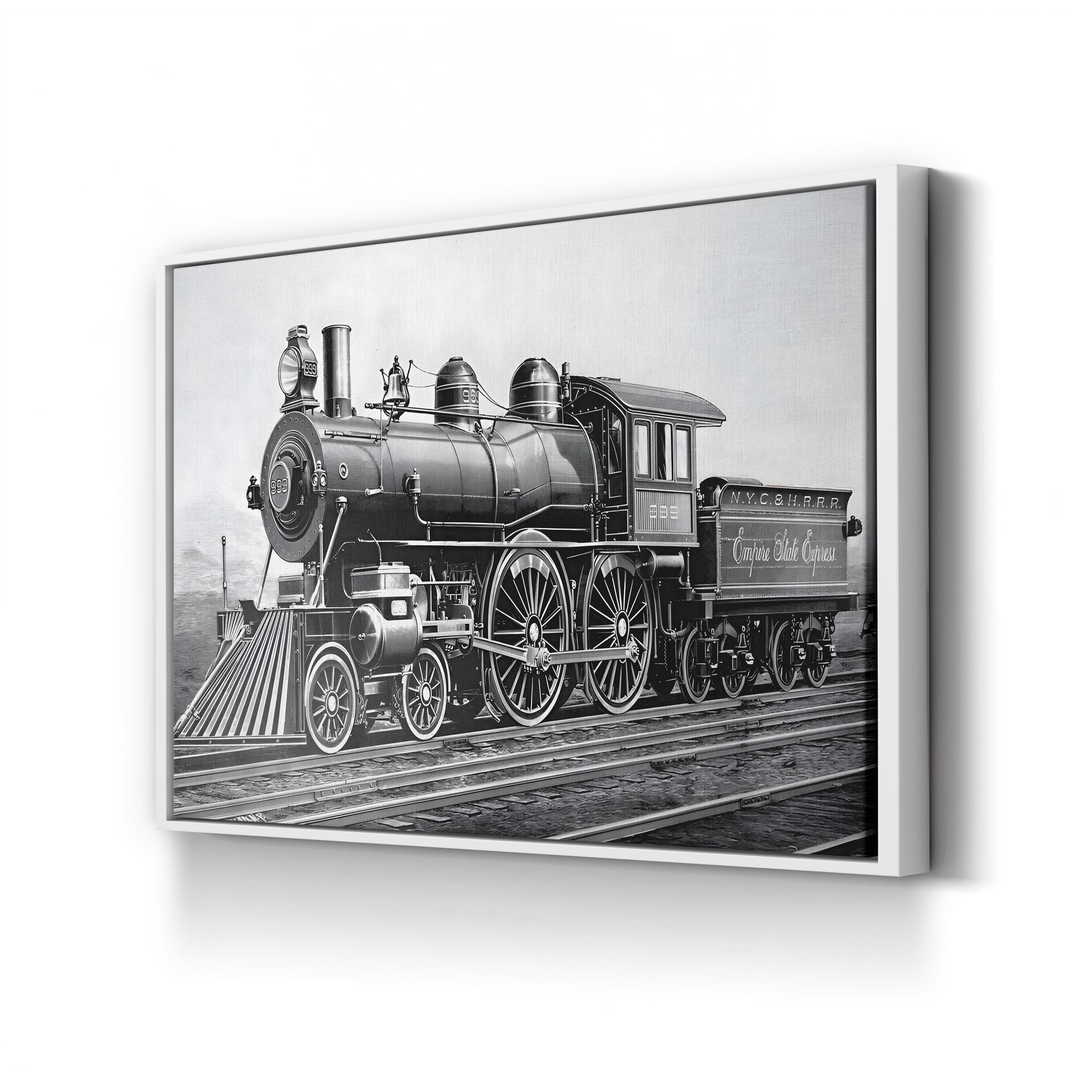 Class 999 Locomotive Used on the New York Central and Hudson River Railroad, 19th Century Wall Art | Historic Steam Engine Engraving Print