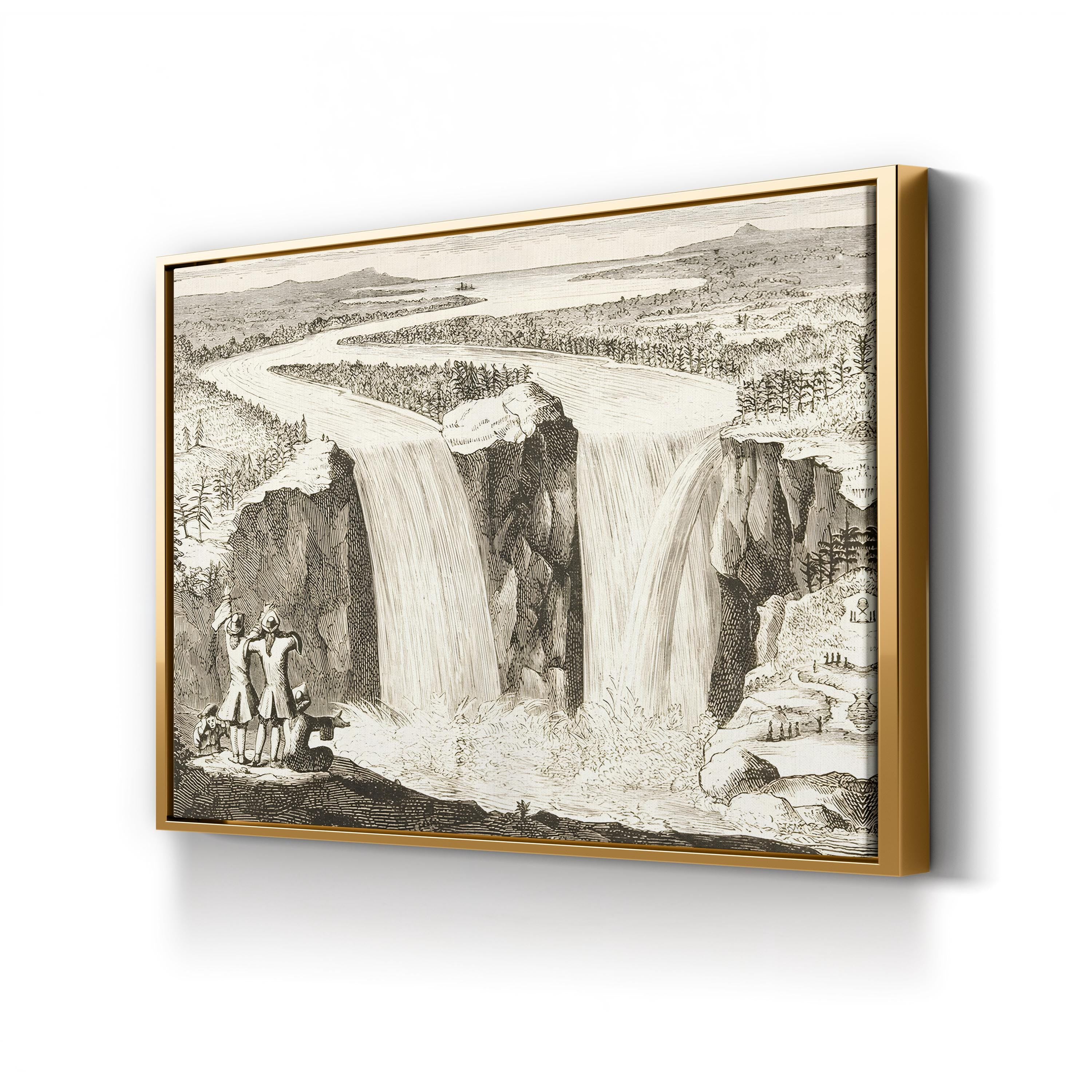 Niagara Falls, After Father Hennepin’s 1677 Sketch (Redrawn 1870s) – Historic American Wall Art