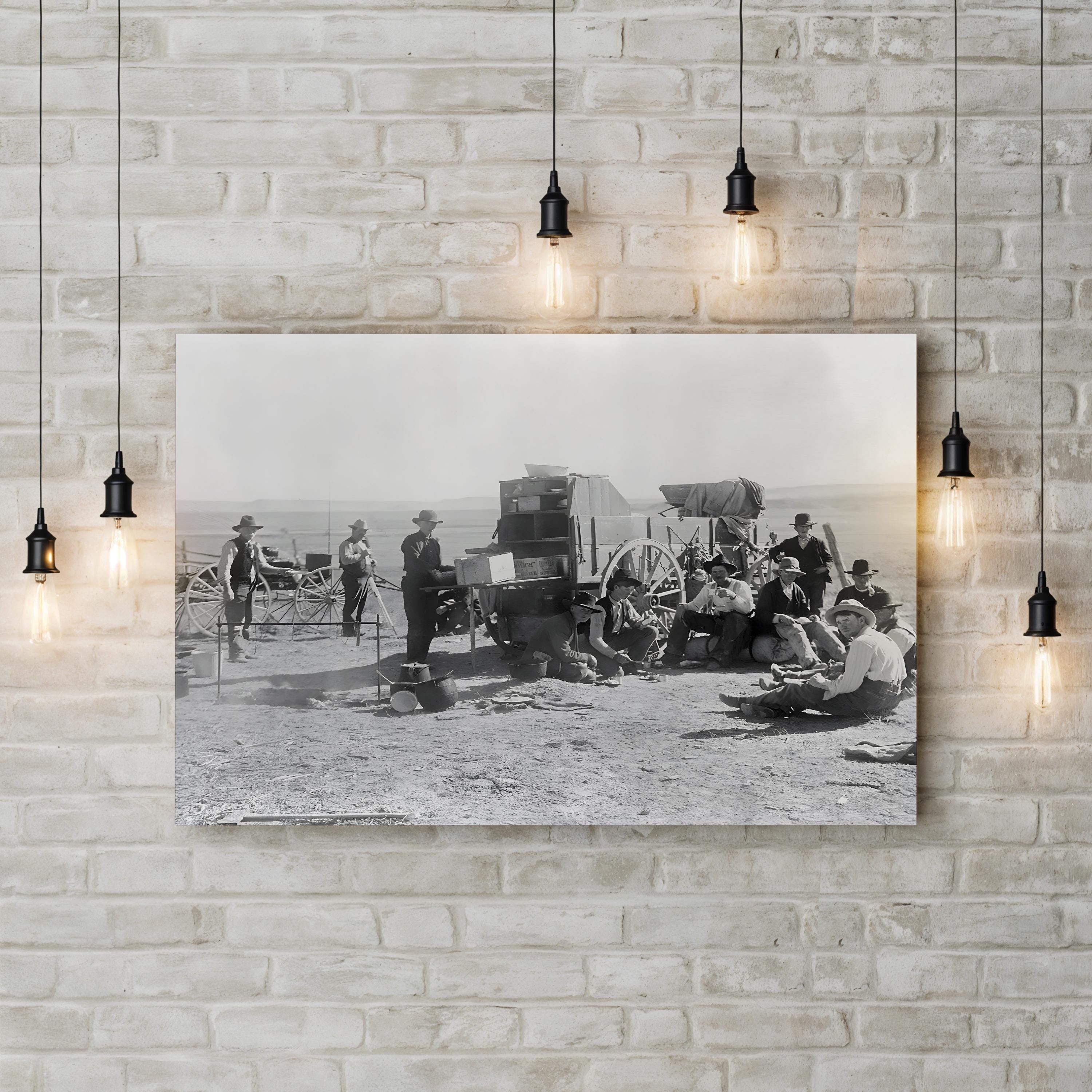 Frontier Cowboy Camp – Vintage Photography Wall Art | Western Americana Canvas Print