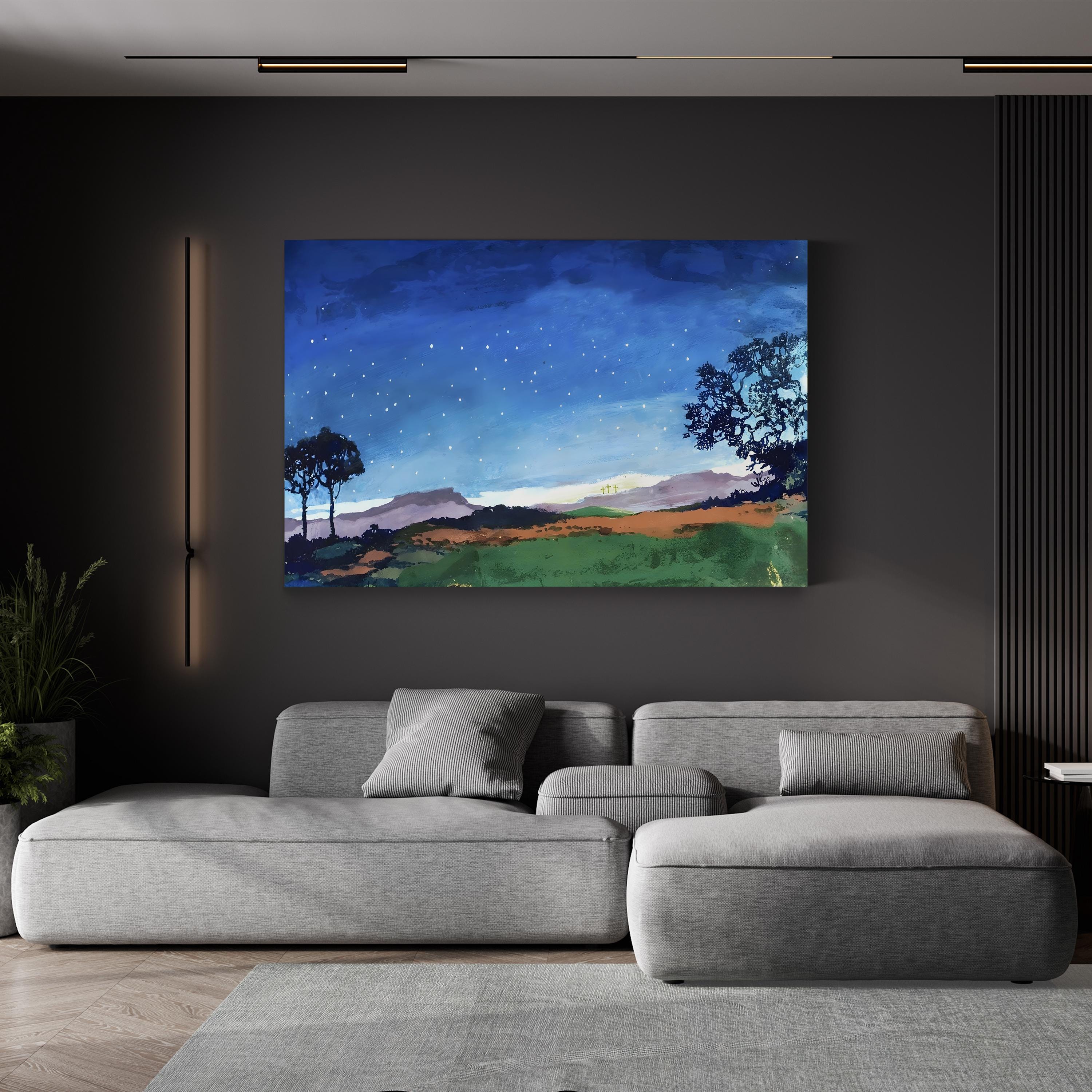 Crucifixion Canvas Print: Religious Biblical Illustration Wall Art – English School