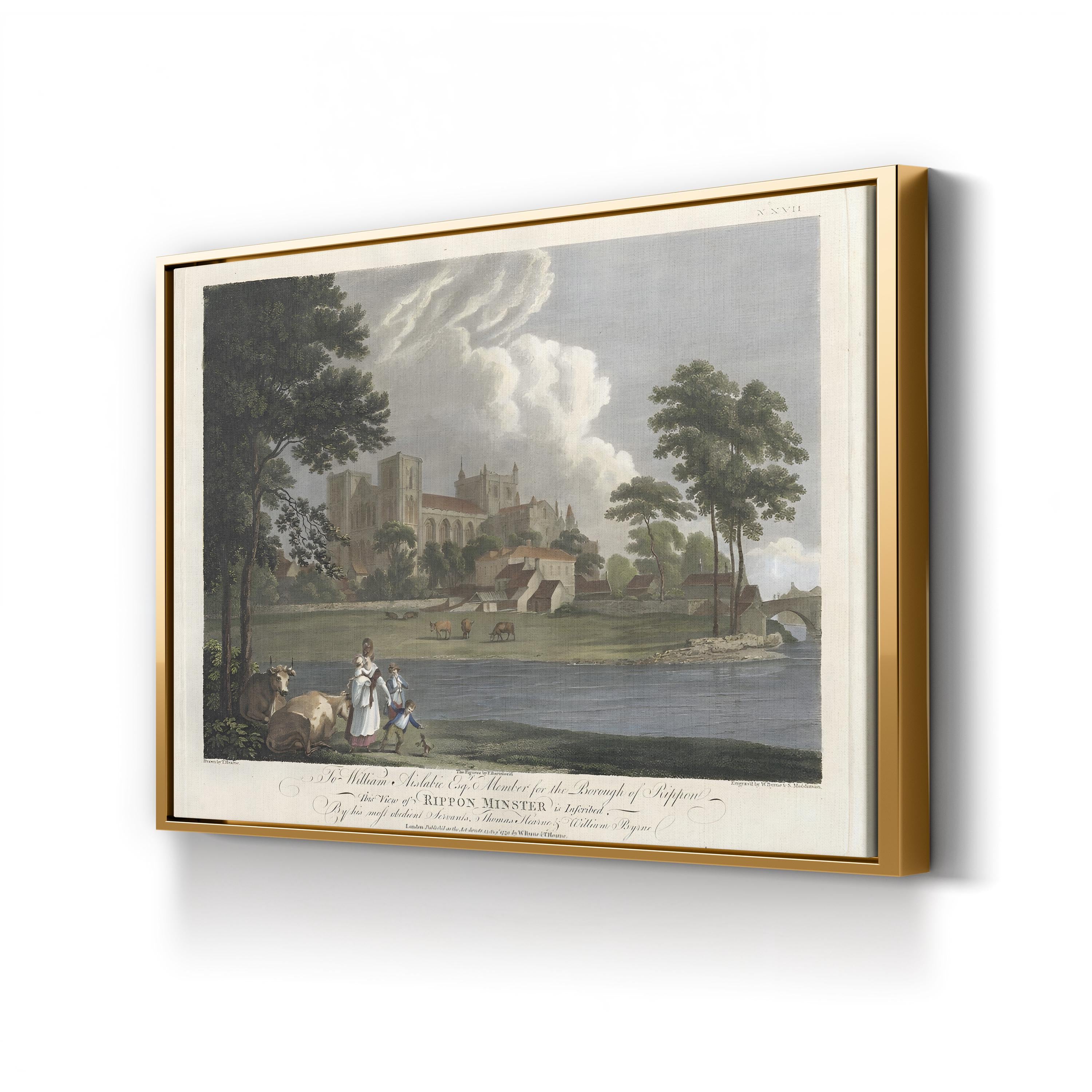 Days of Leisure II Castle River – Period Illustration Wall Art | Scenic Landscape Canvas Print