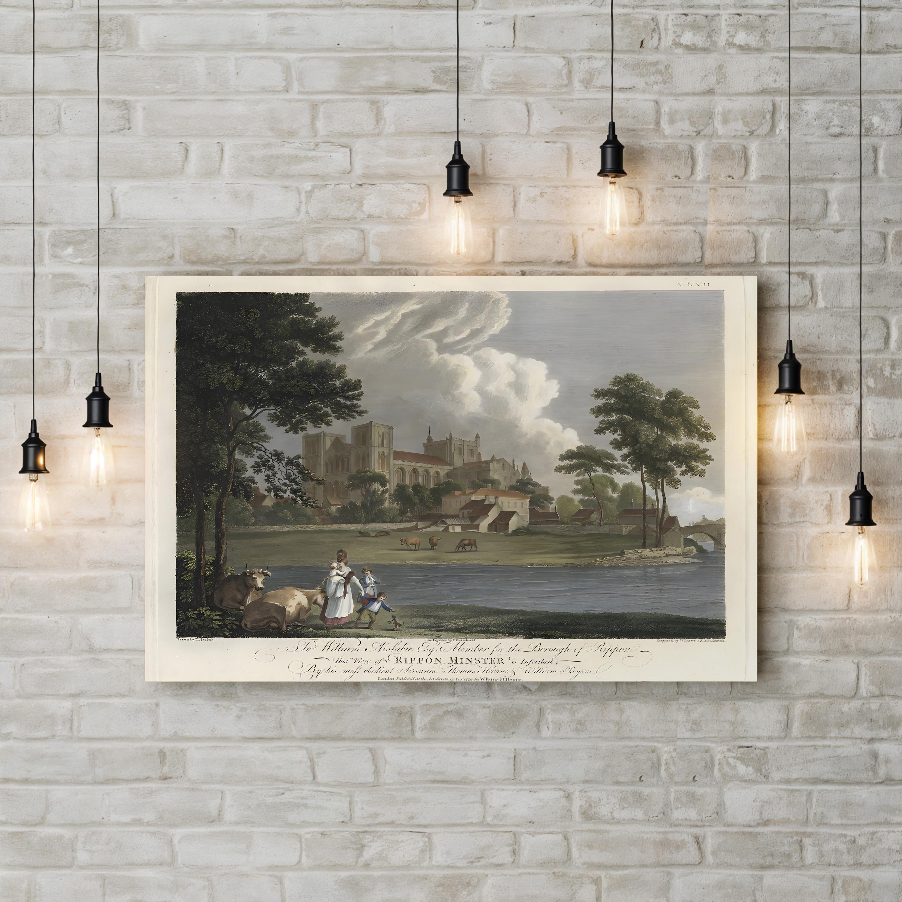 Days of Leisure II Castle River – Period Illustration Wall Art | Scenic Landscape Canvas Print