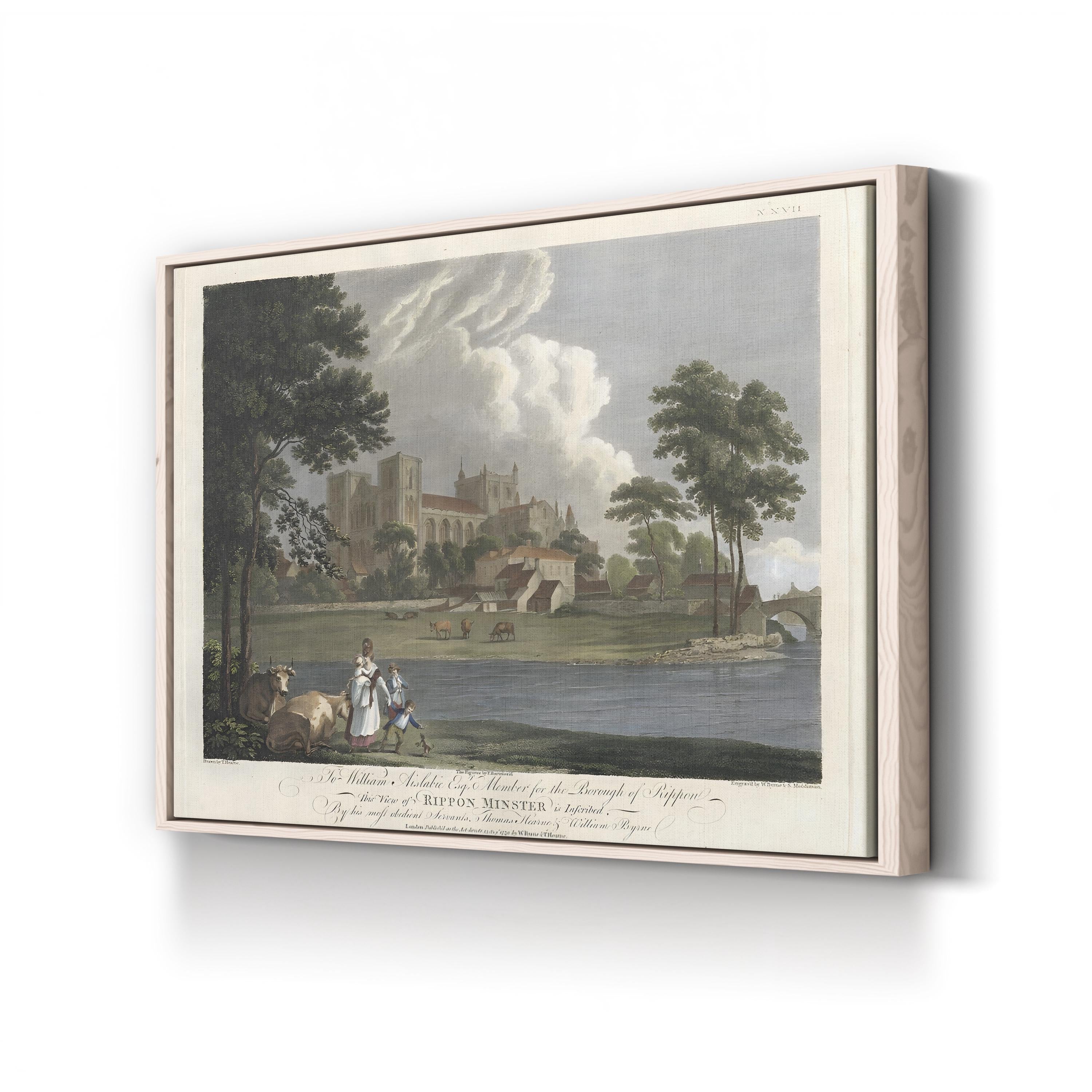 Days of Leisure II Castle River – Period Illustration Wall Art | Scenic Landscape Canvas Print
