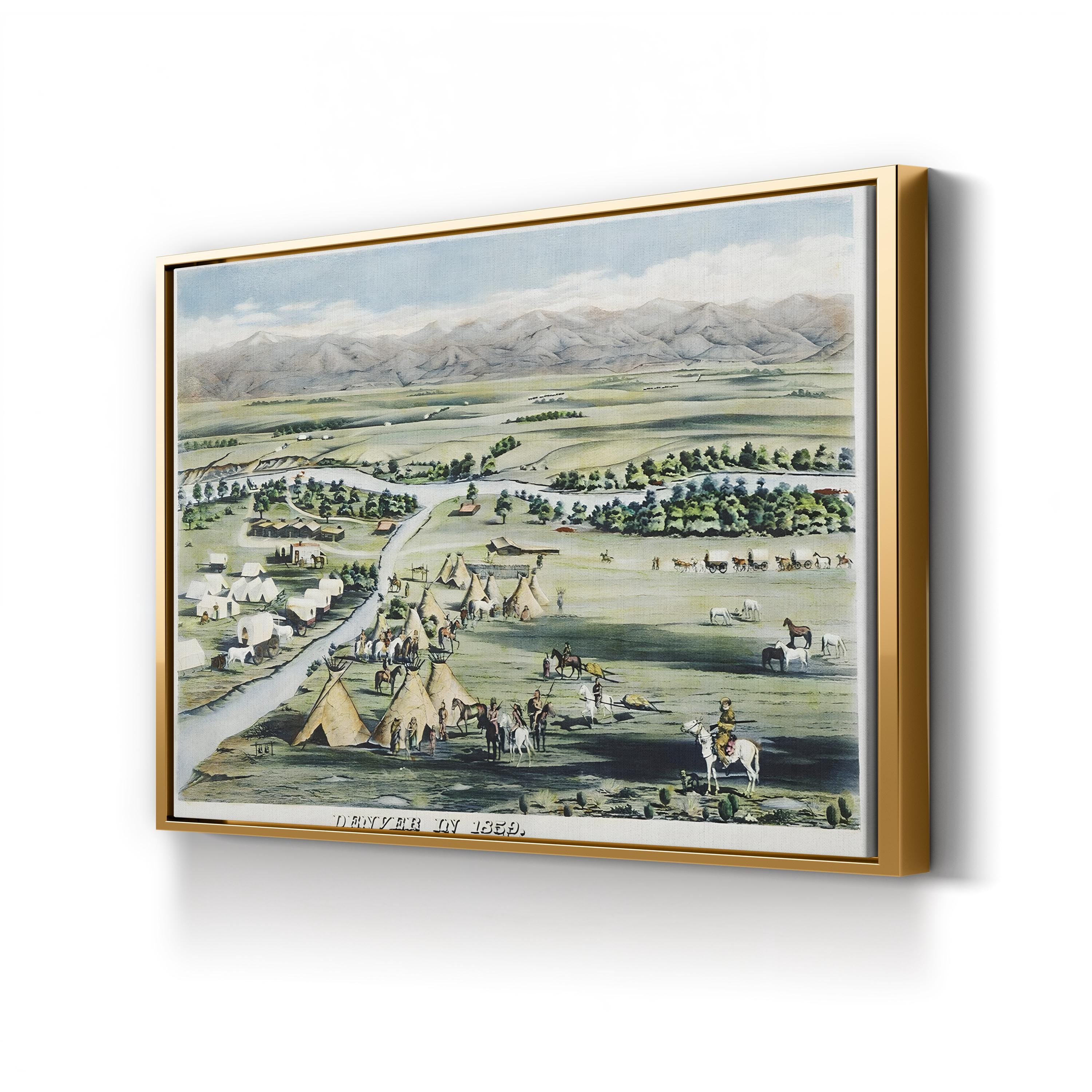 Denver, Colorado, 1859 canvas print in Gold frame