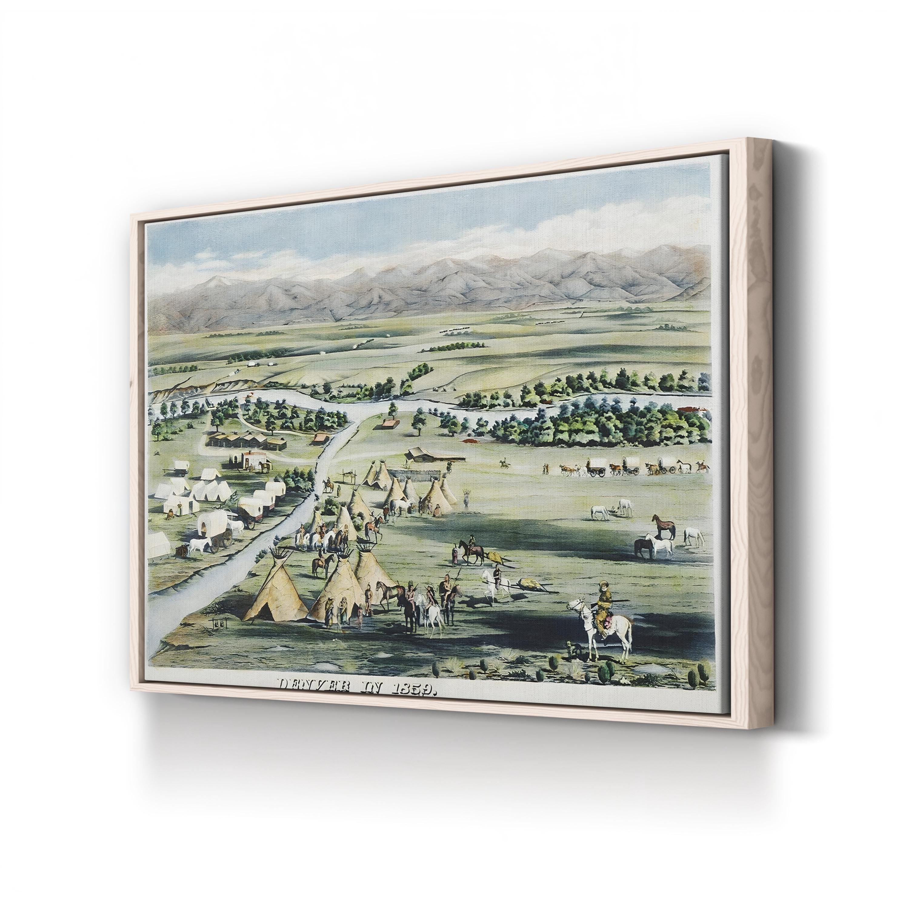 Denver, Colorado, 1859 canvas print in Oak frame