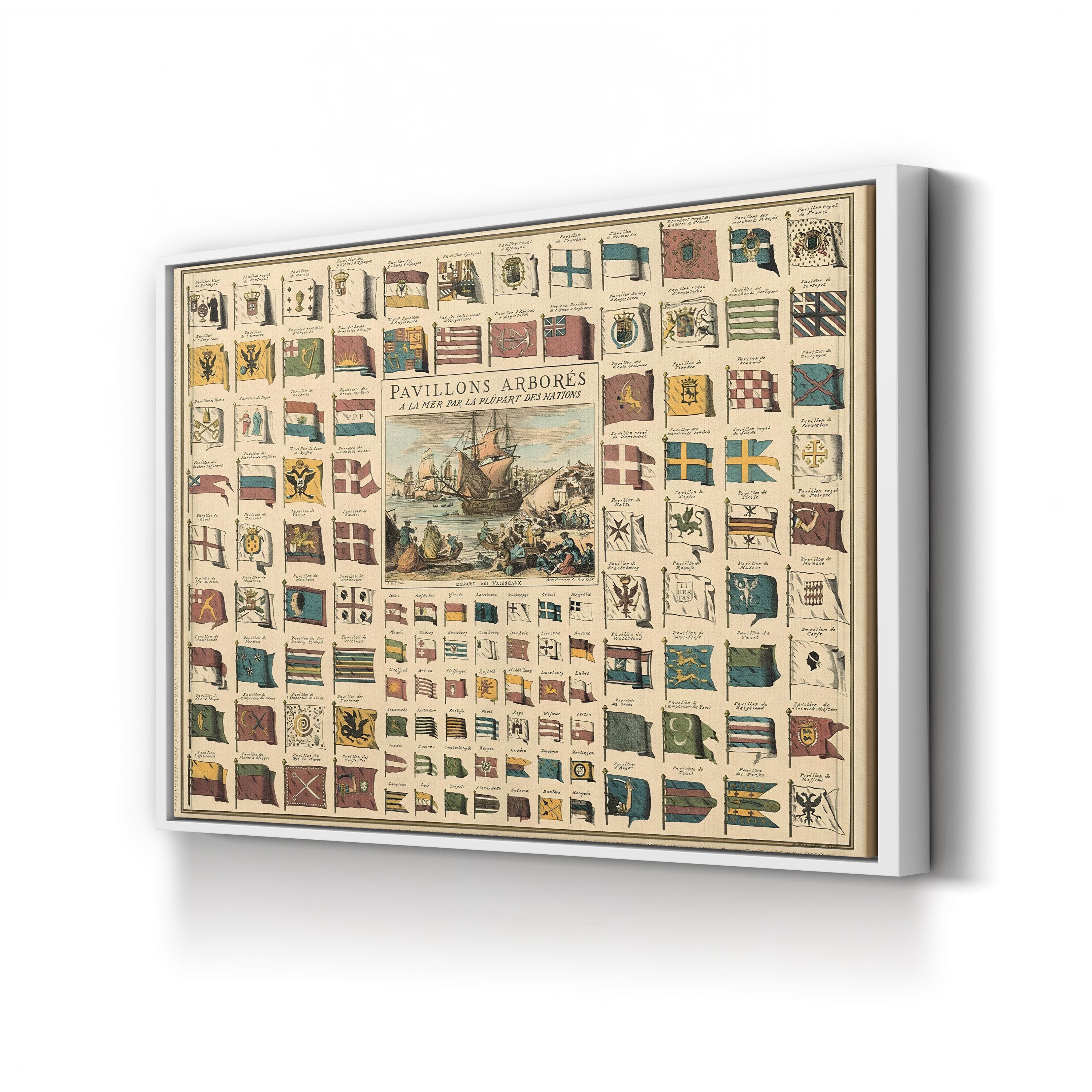 Pavillons Arborés à la Mer par la Plûpart des Nations canvas print in White frame