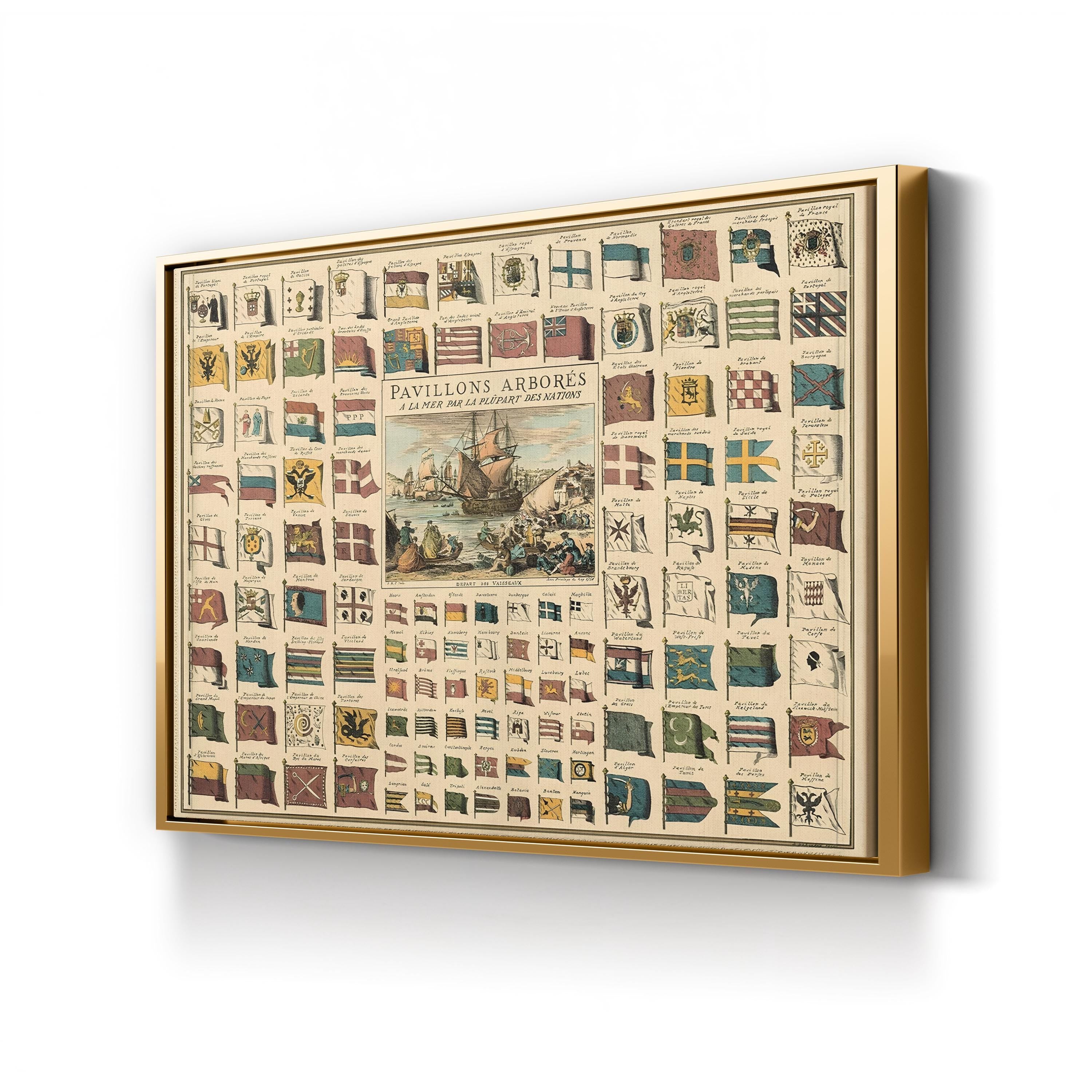 Pavillons Arborés à la Mer par la Plûpart des Nations canvas print in Gold frame