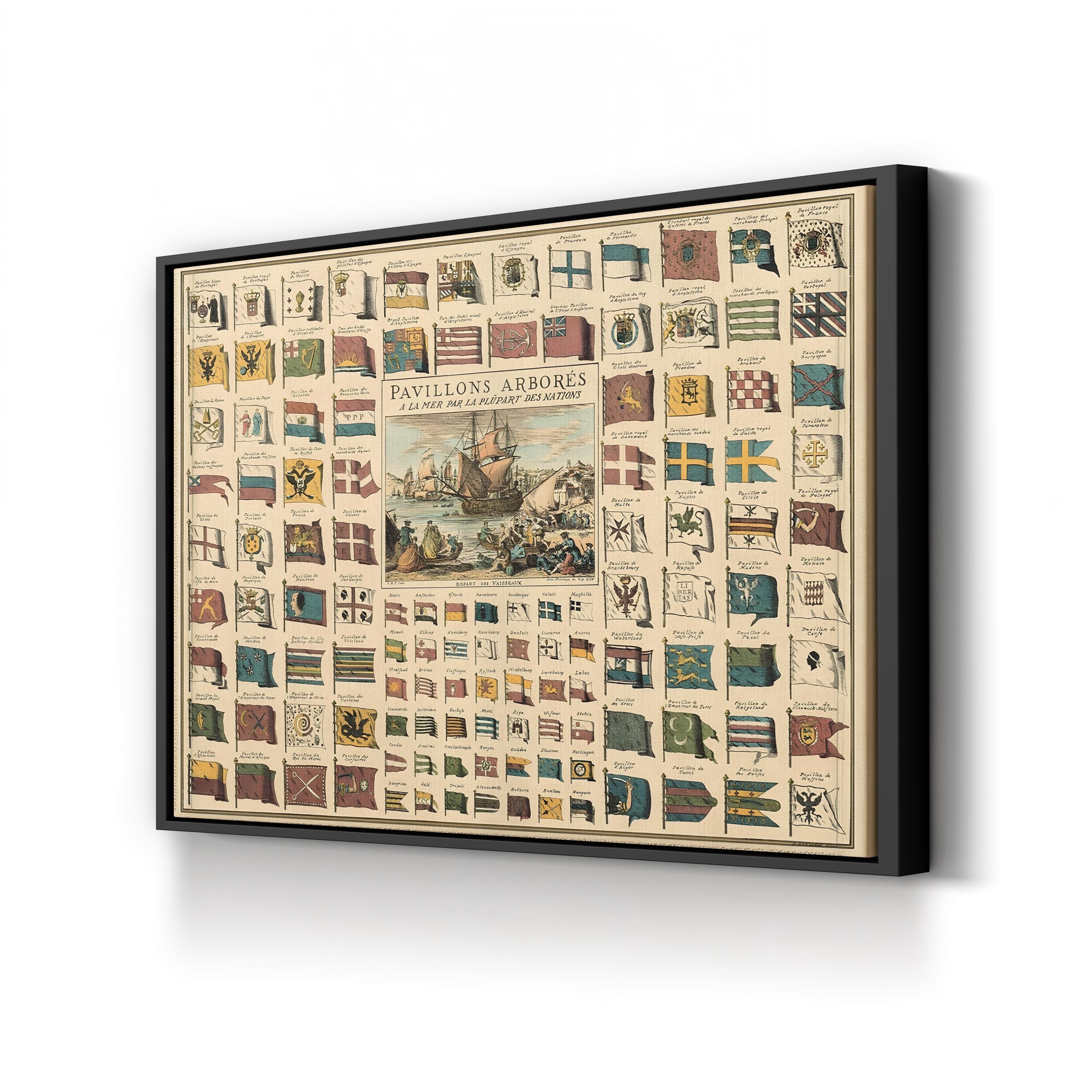 Pavillons Arborés à la Mer par la Plûpart des Nations canvas print in Black frame