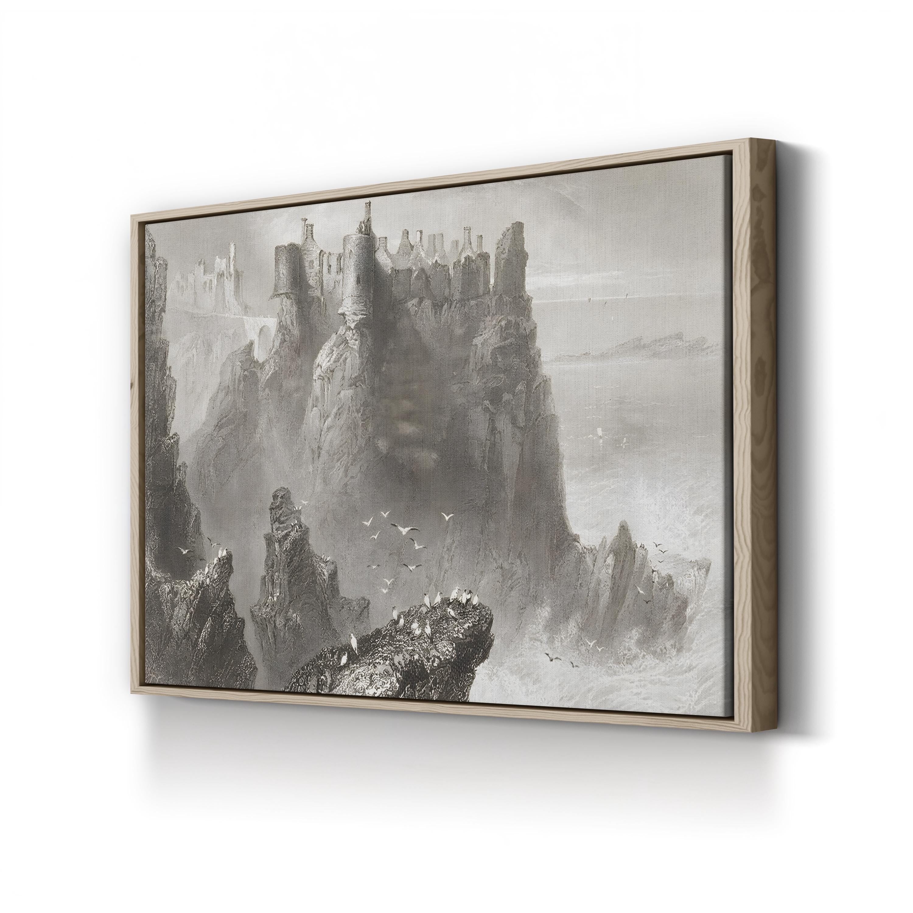 Dunluce Castle Wall Art – William Henry Bartlett | 19th-Century Irish Castle Landscape Canvas Print
