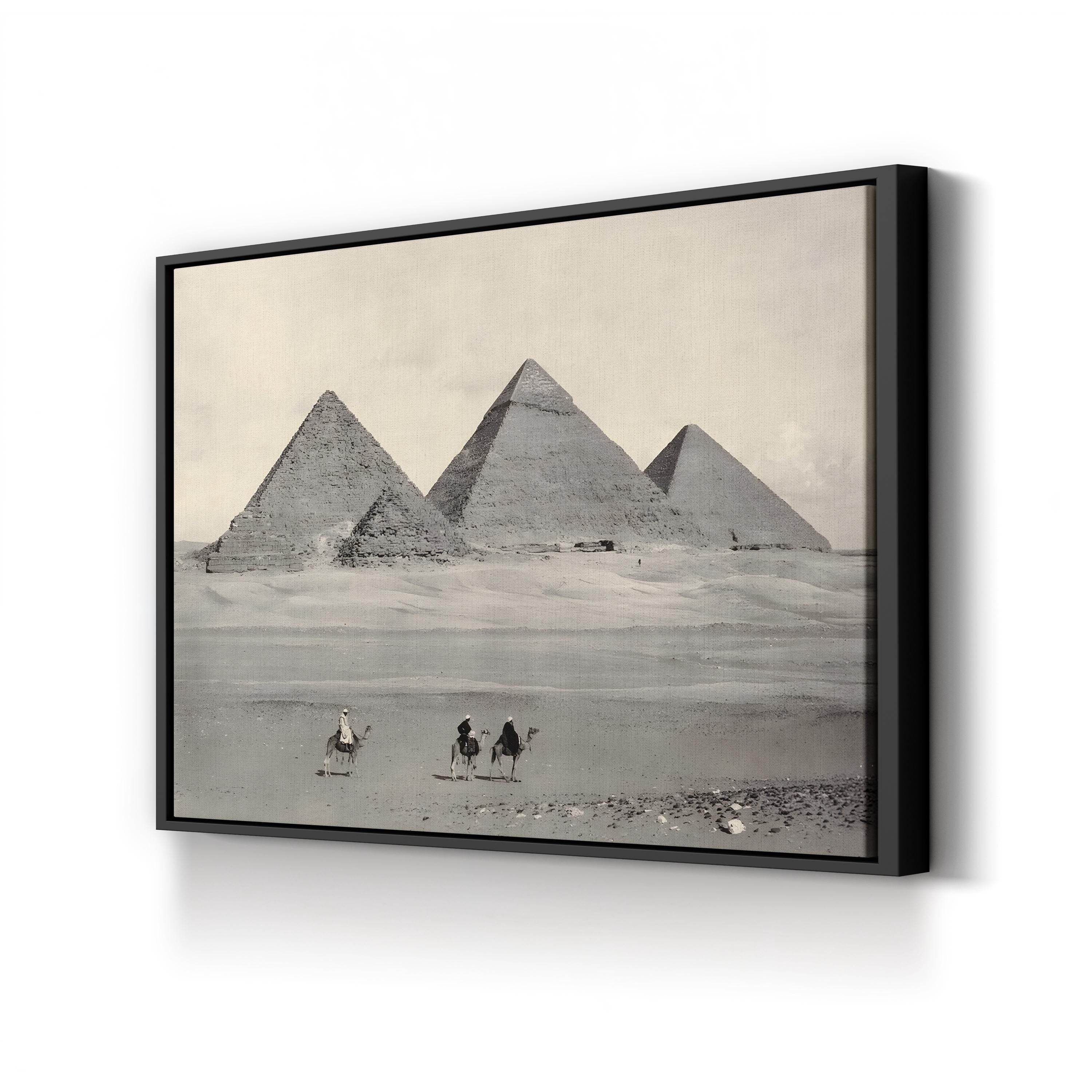 Pyramids at Giza Desert View – Vintage Photography Wall Art | Egyptian Landmark Canvas Print