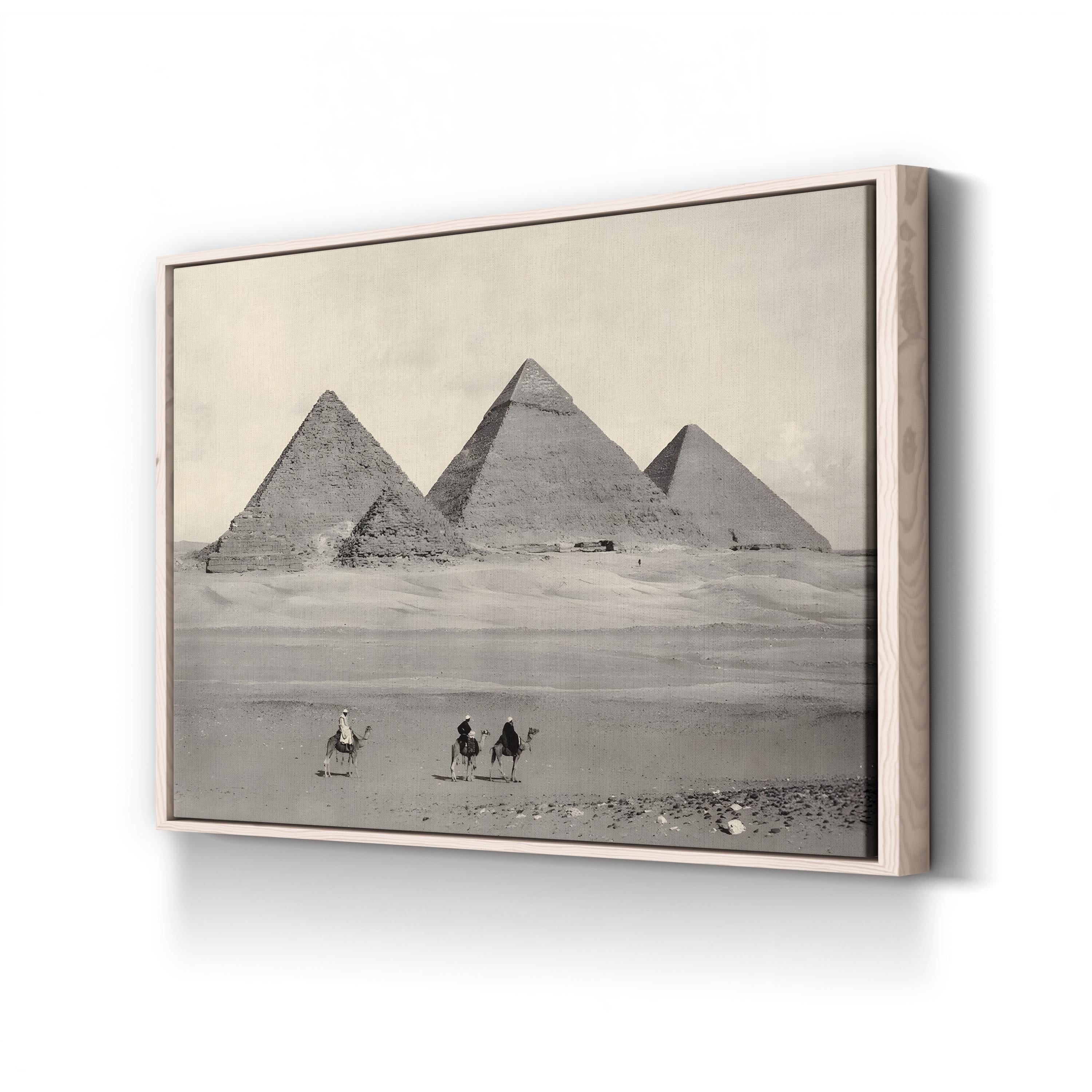 Pyramids at Giza Desert View – Vintage Photography Wall Art | Egyptian Landmark Canvas Print
